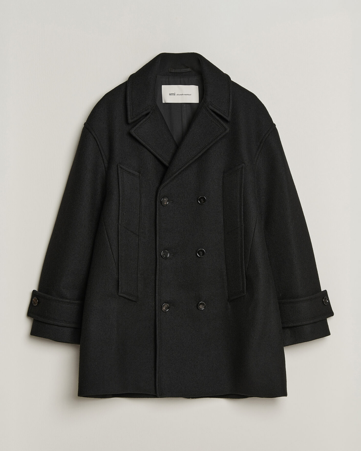 Heren | Jassen | AMI | Wool Peacoat Black