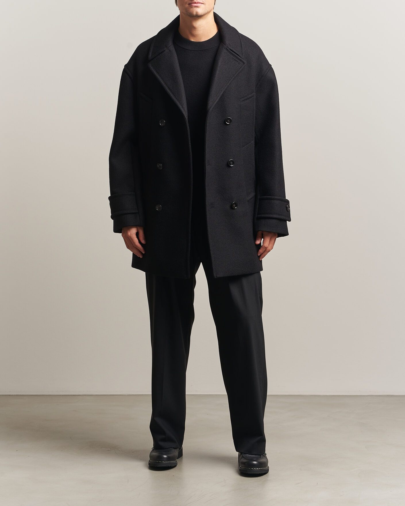 Heren | Jassen | AMI | Wool Peacoat Black