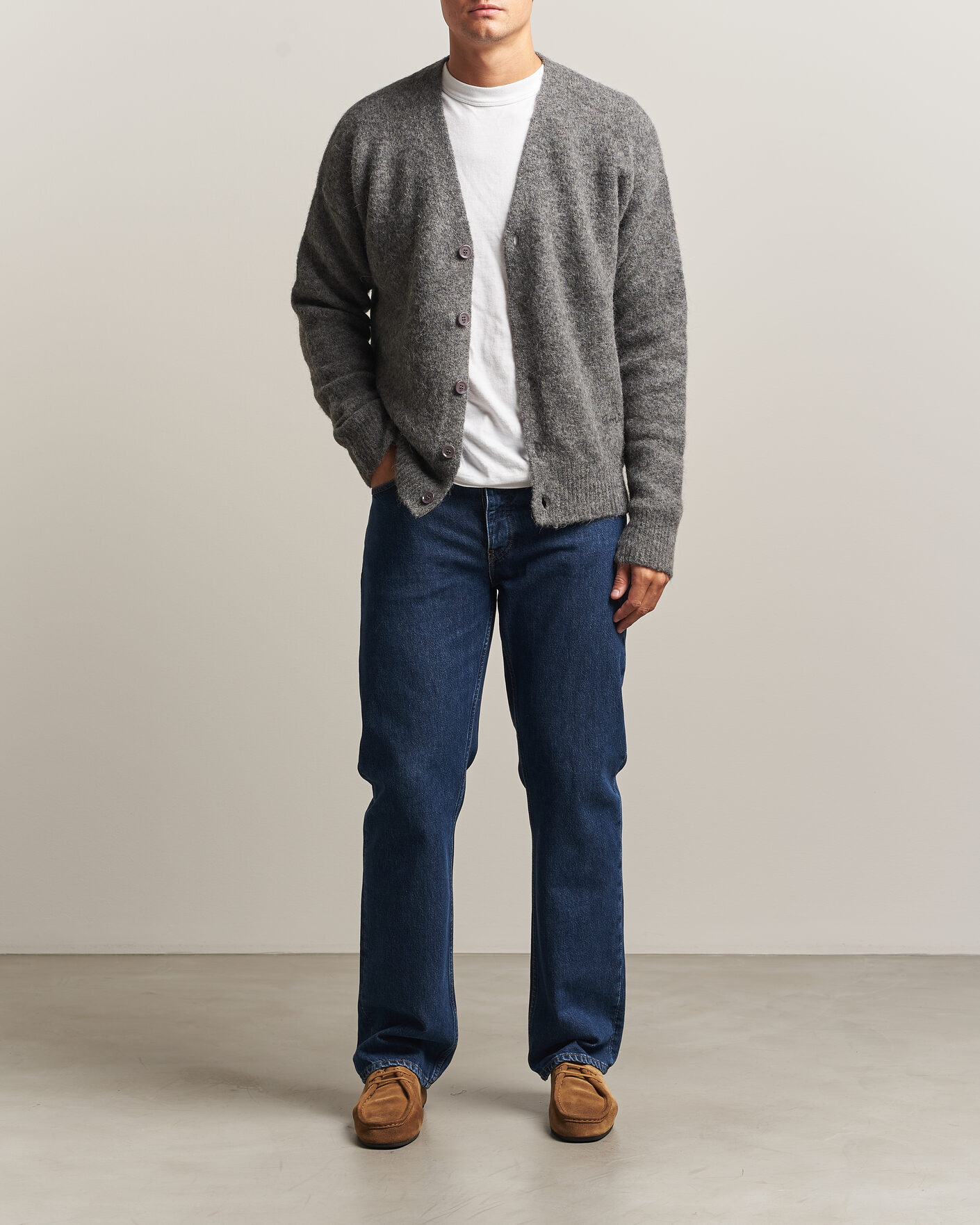 Heren | Truien | AMI | Signature Logo Wool Knitted Cardigan Grey Melange