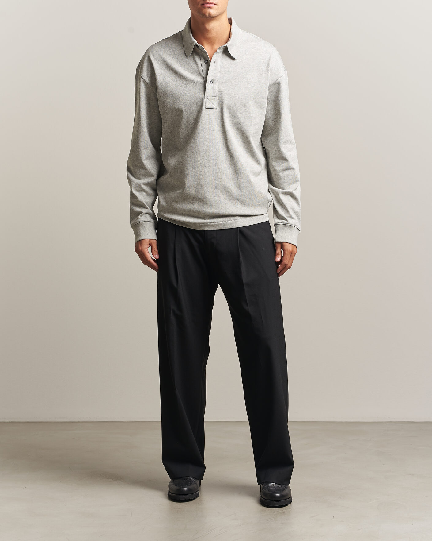 Heren | Truien | AMI | Heritage Logo Rugger Light Grey Melange