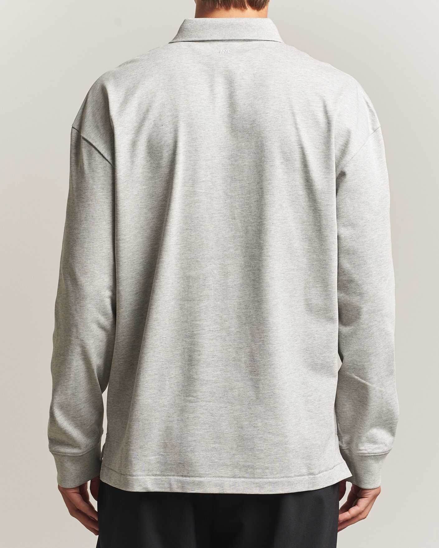 Heren | Truien | AMI | Heritage Logo Rugger Light Grey Melange