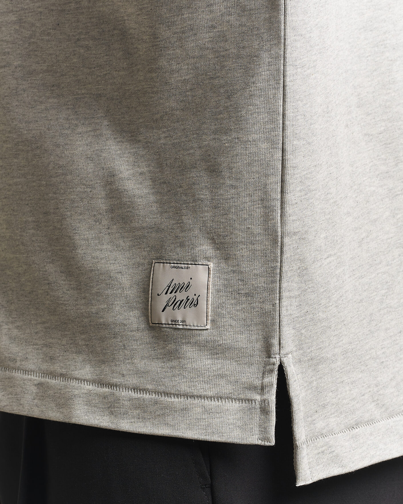 Heren | Truien | AMI | Heritage Logo Rugger Light Grey Melange
