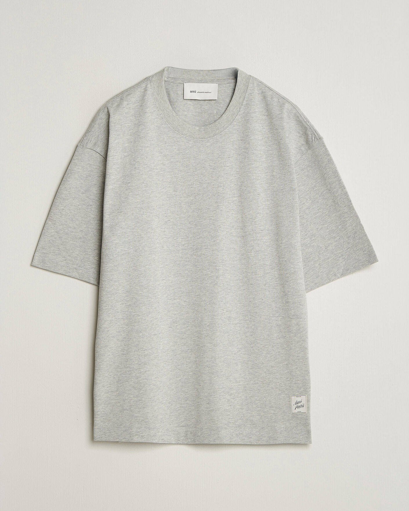 Heren | T-shirts | AMI | Heritage Logo T-Shirt Light Grey Melange
