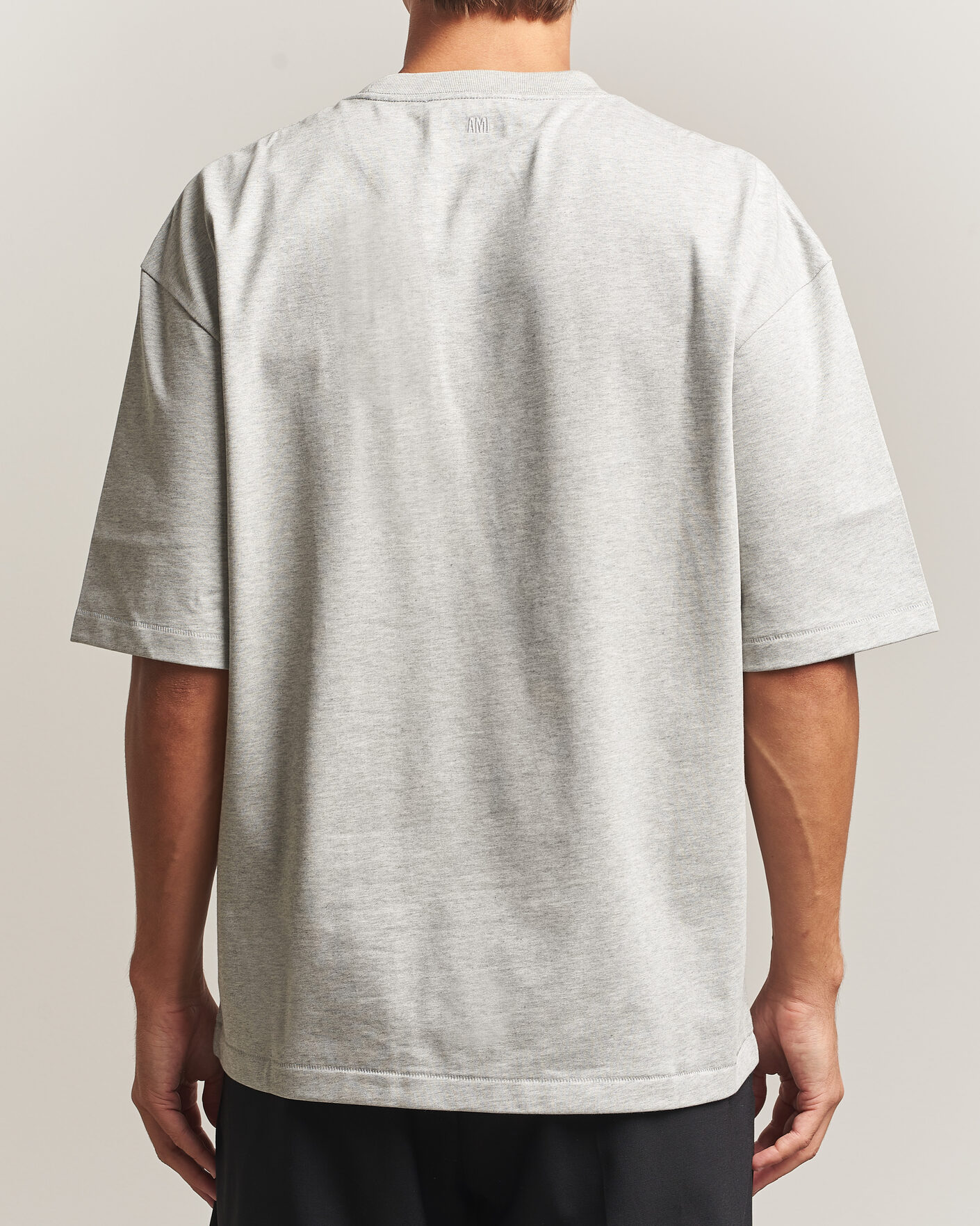Heren | T-shirts | AMI | Heritage Logo T-Shirt Light Grey Melange