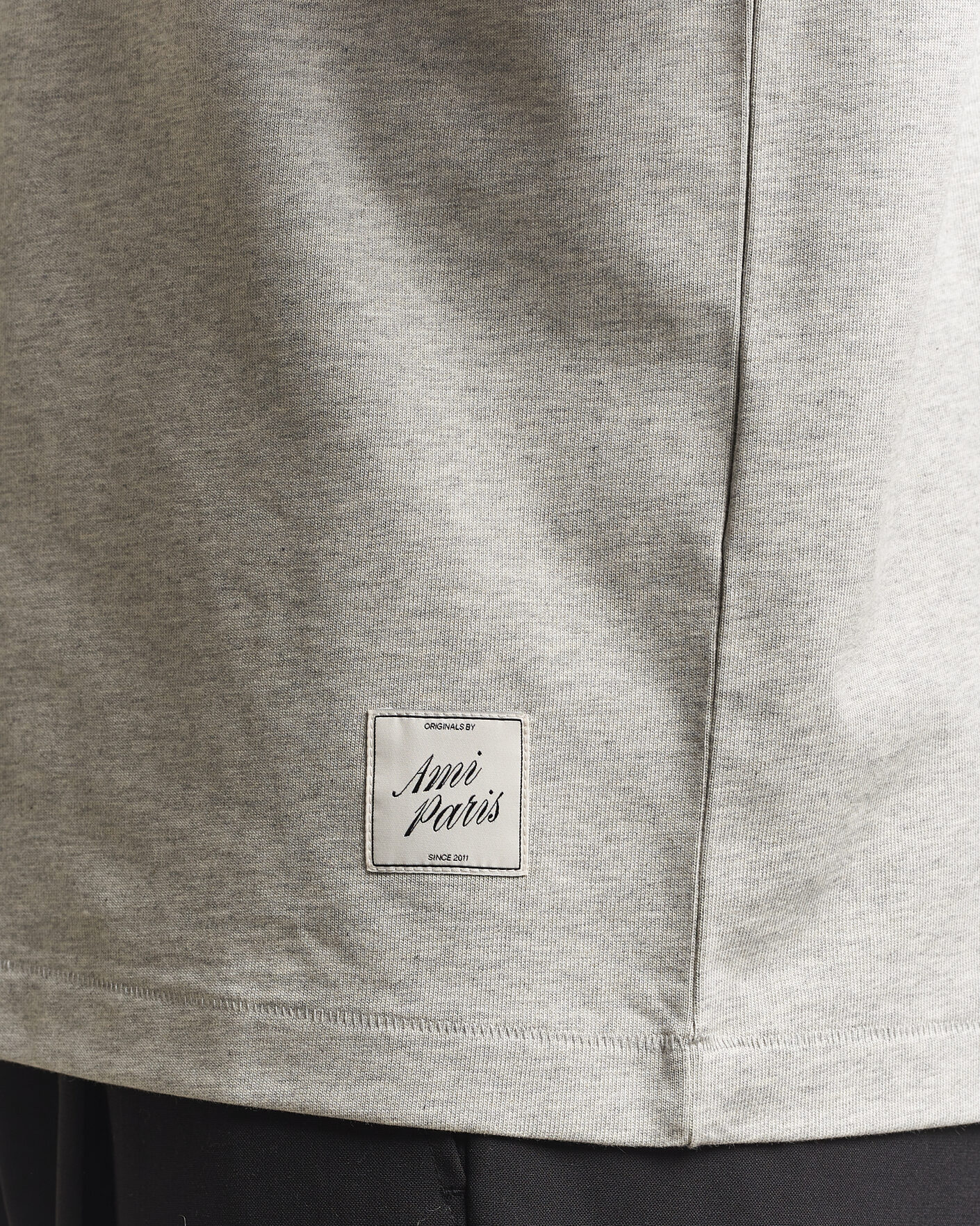 Heren | T-shirts | AMI | Heritage Logo T-Shirt Light Grey Melange