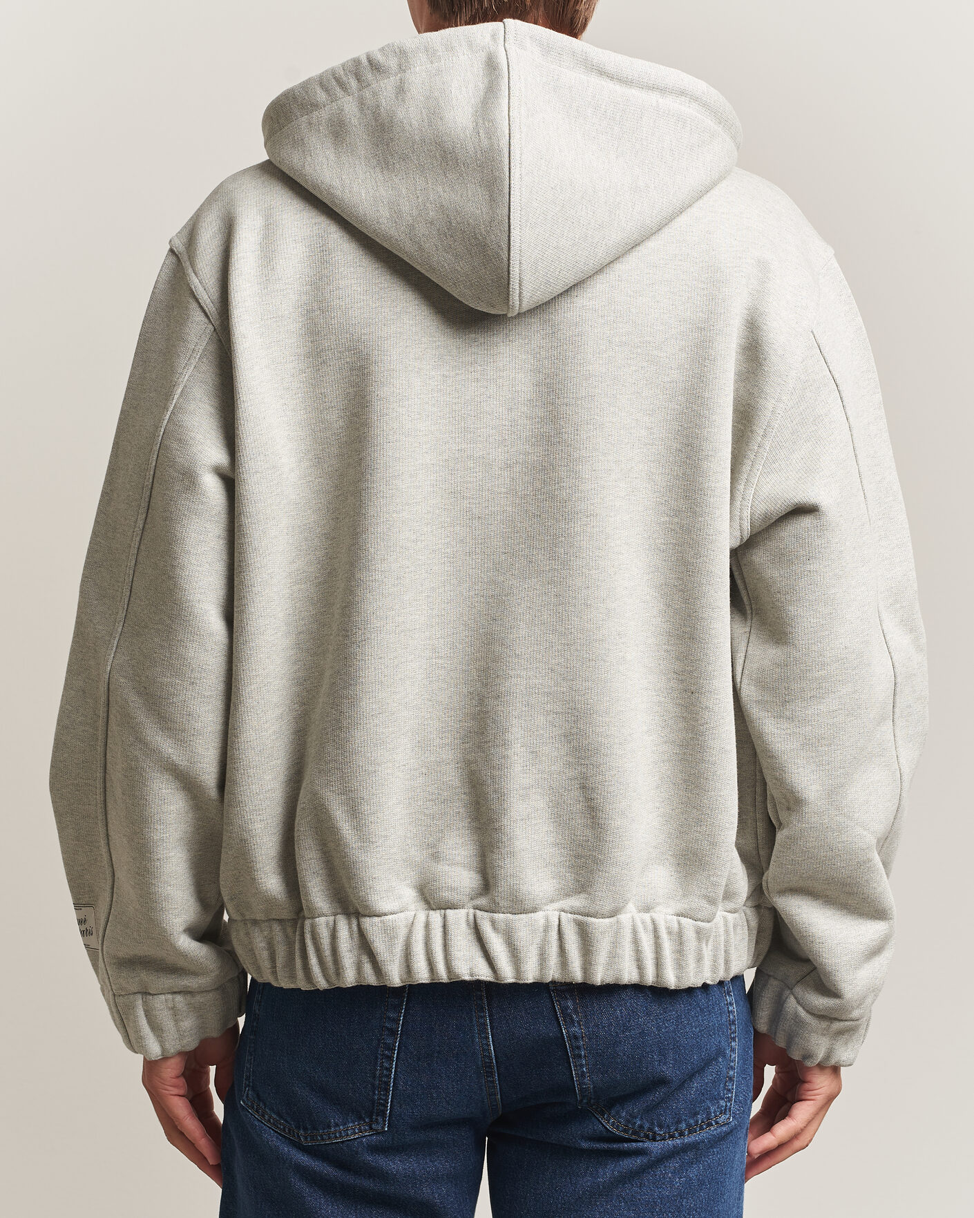 Heren | Truien | AMI | Heritage Logo Full Zip Hoodie Light Grey Melange