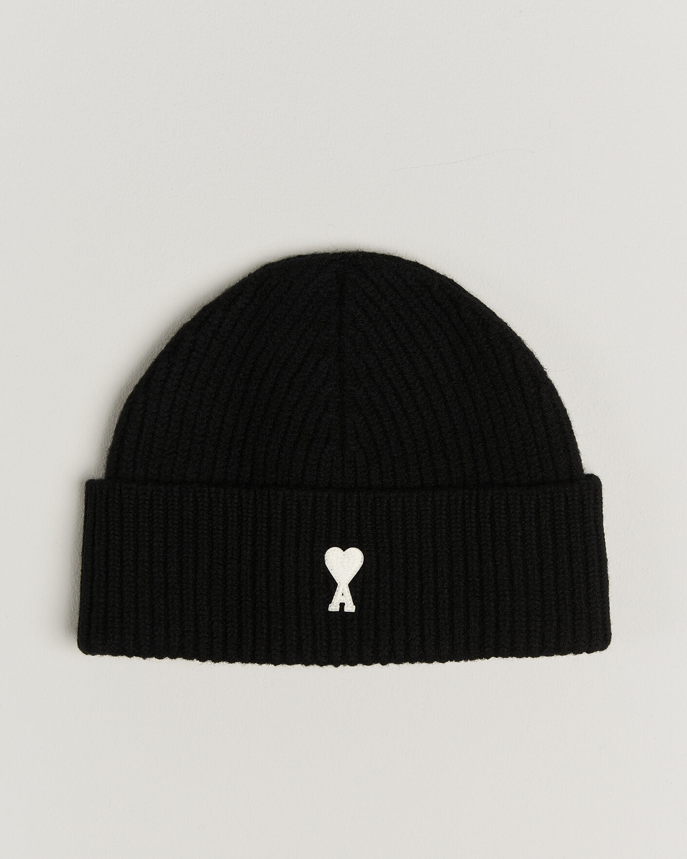 Heren | Mutsen | AMI | Contrasted Heart Logo Beanie Black