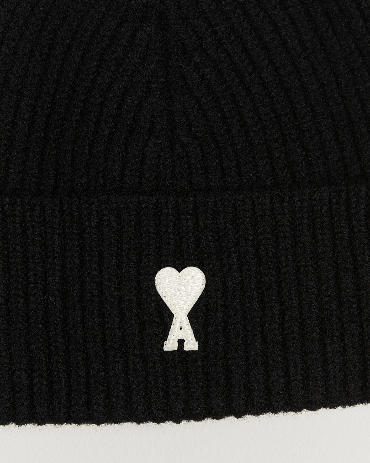 Heren | Mutsen | AMI | Contrasted Heart Logo Beanie Black