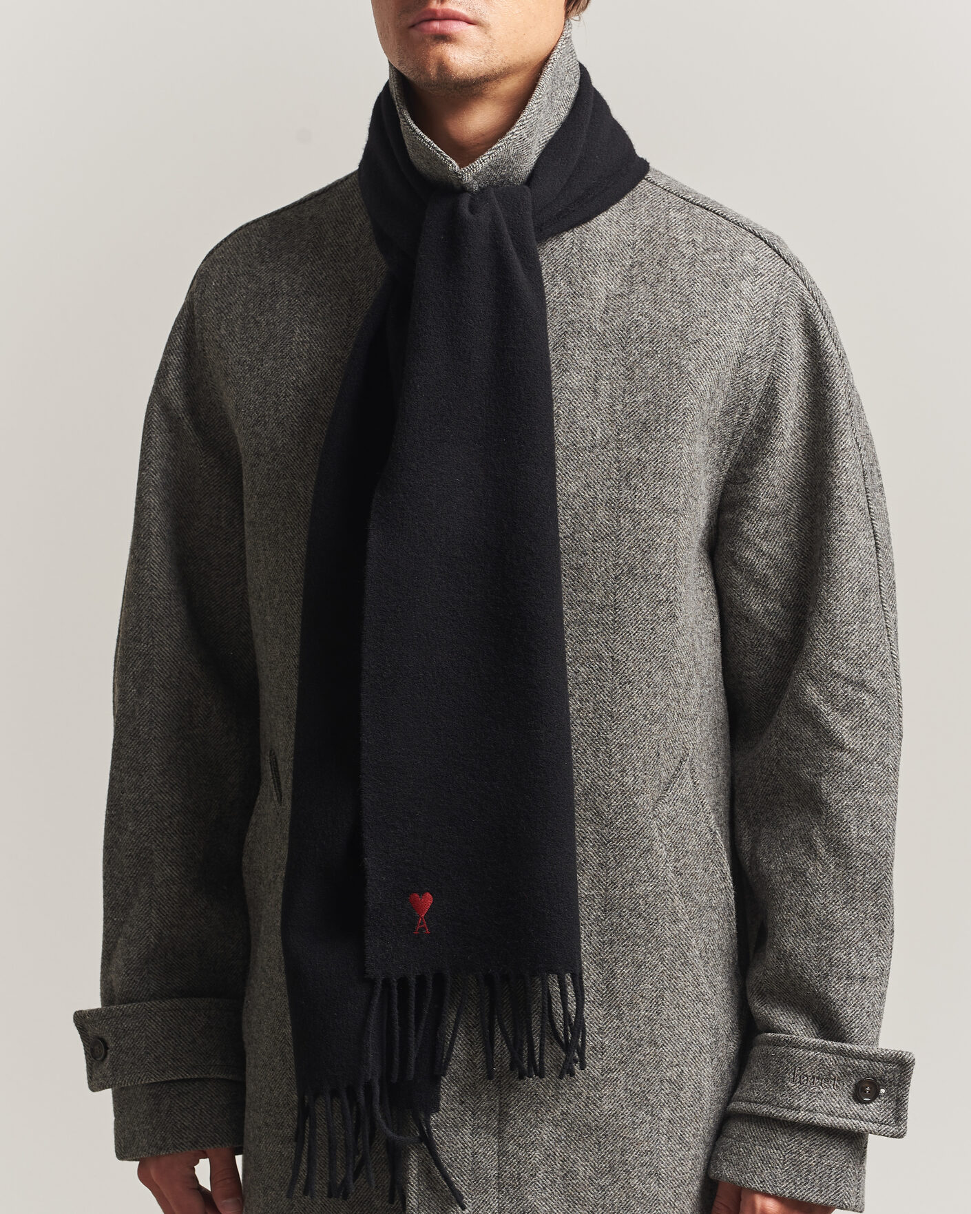 Heren | Sjaals | AMI | Heart Logo Scarf Black