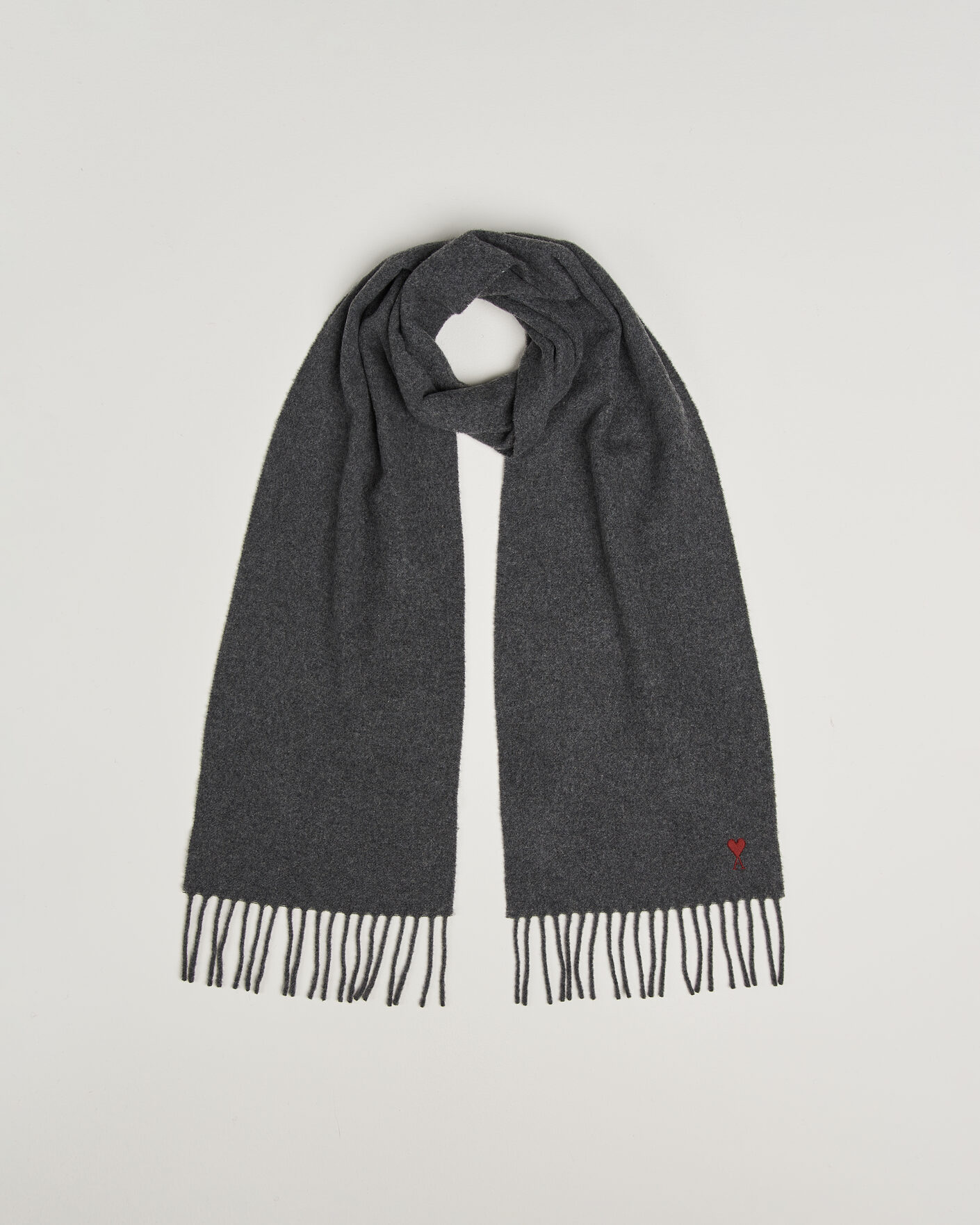 Heren | Sjaals | AMI | Heart Logo Scarf Grey Melange