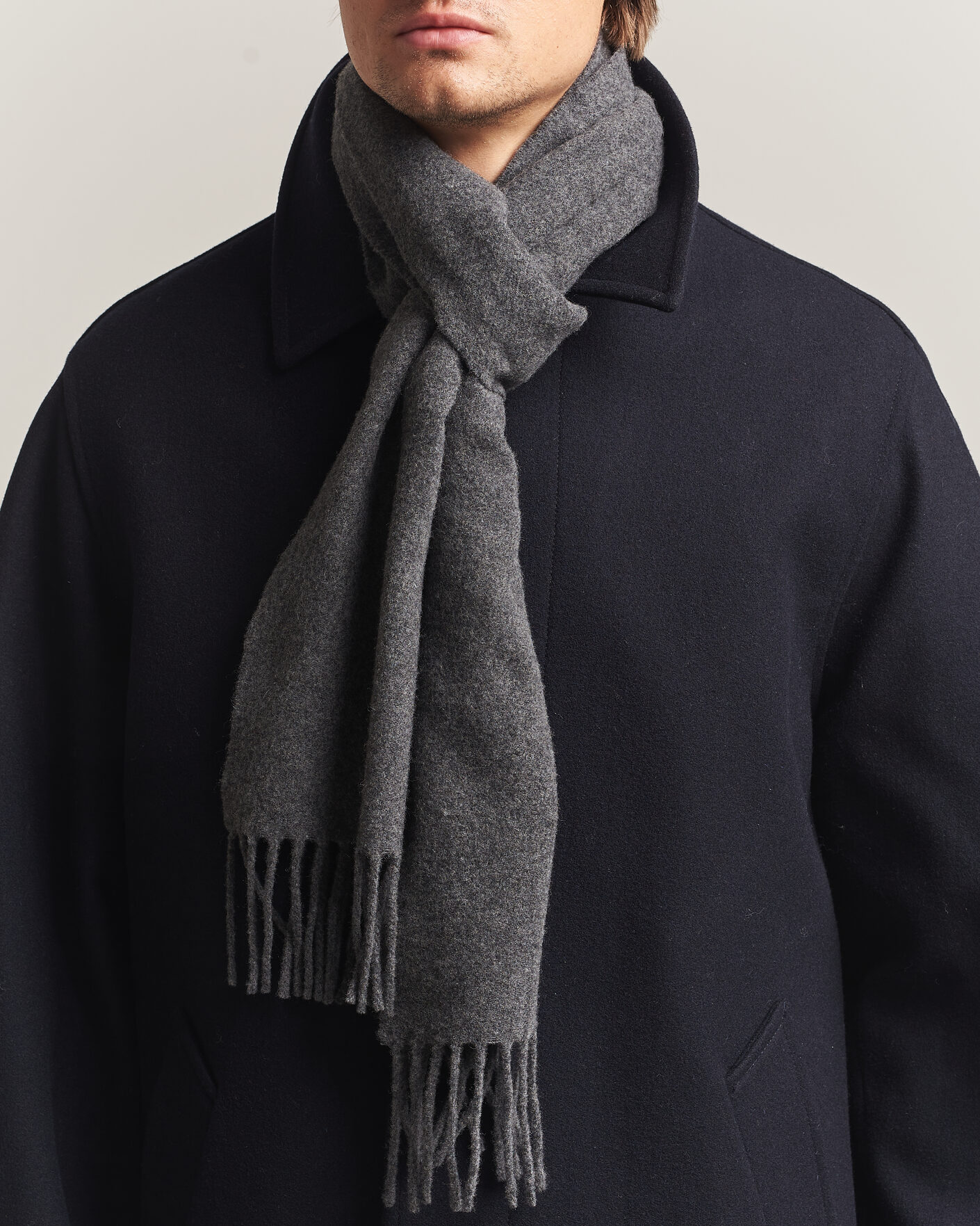 Heren | Sjaals | AMI | Heart Logo Scarf Grey Melange