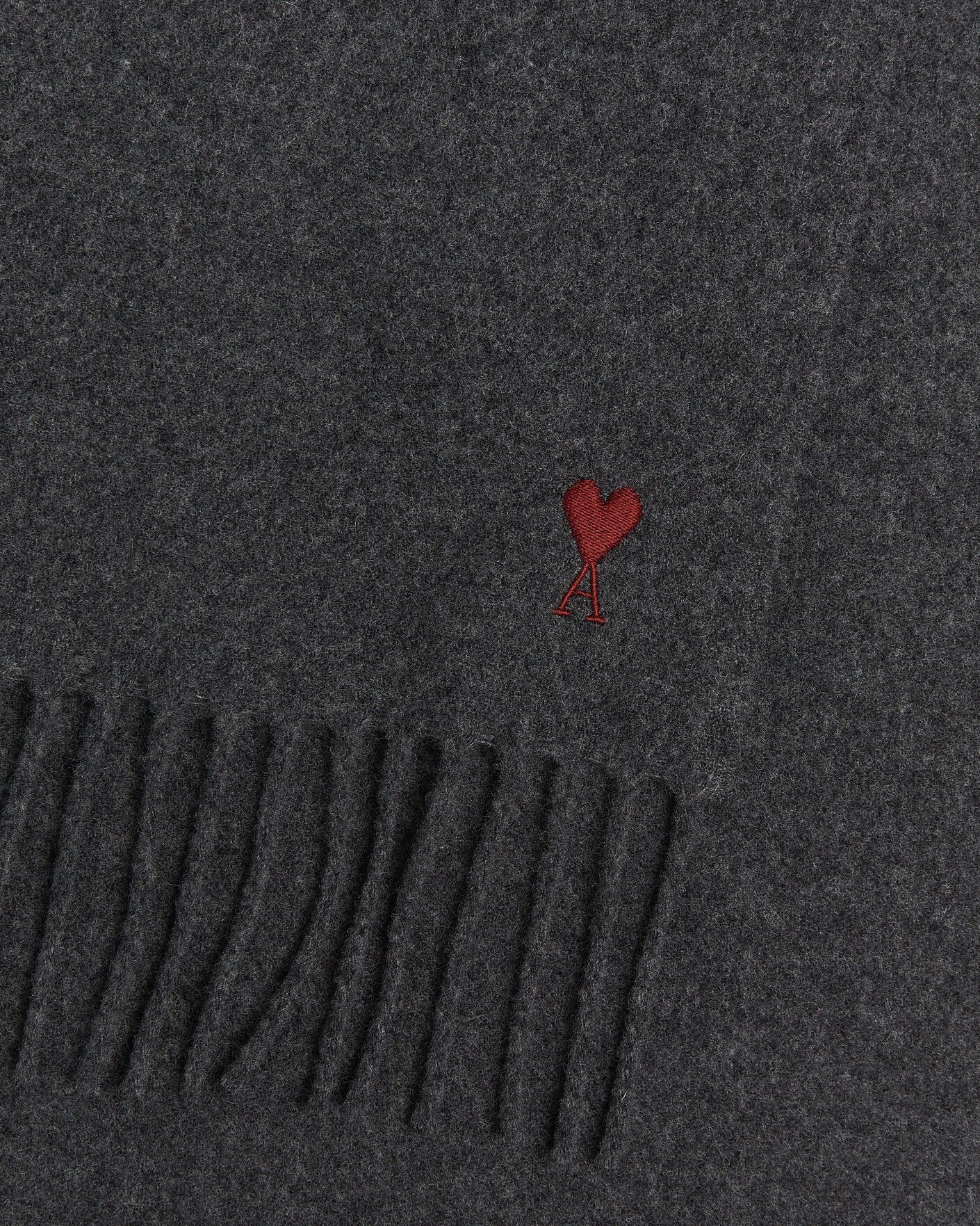 Heren | Sjaals | AMI | Heart Logo Scarf Grey Melange