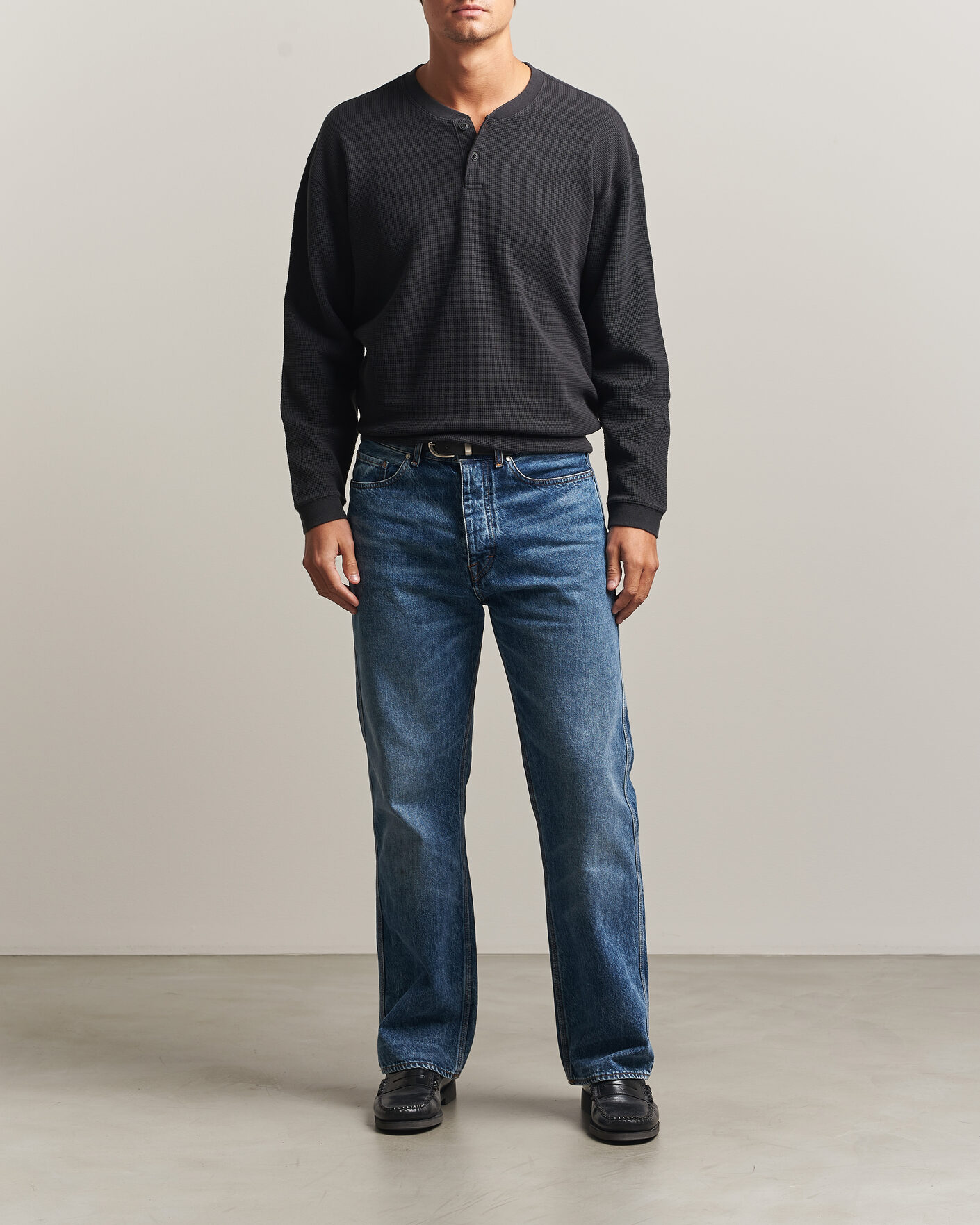 Heren | Truien | Levi's | Relaxed Henley Mineral Black