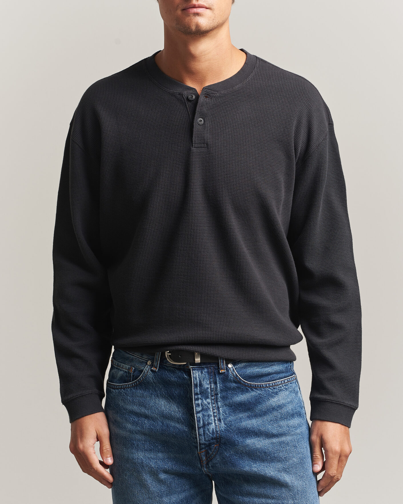 Heren | Truien | Levi's | Relaxed Henley Mineral Black