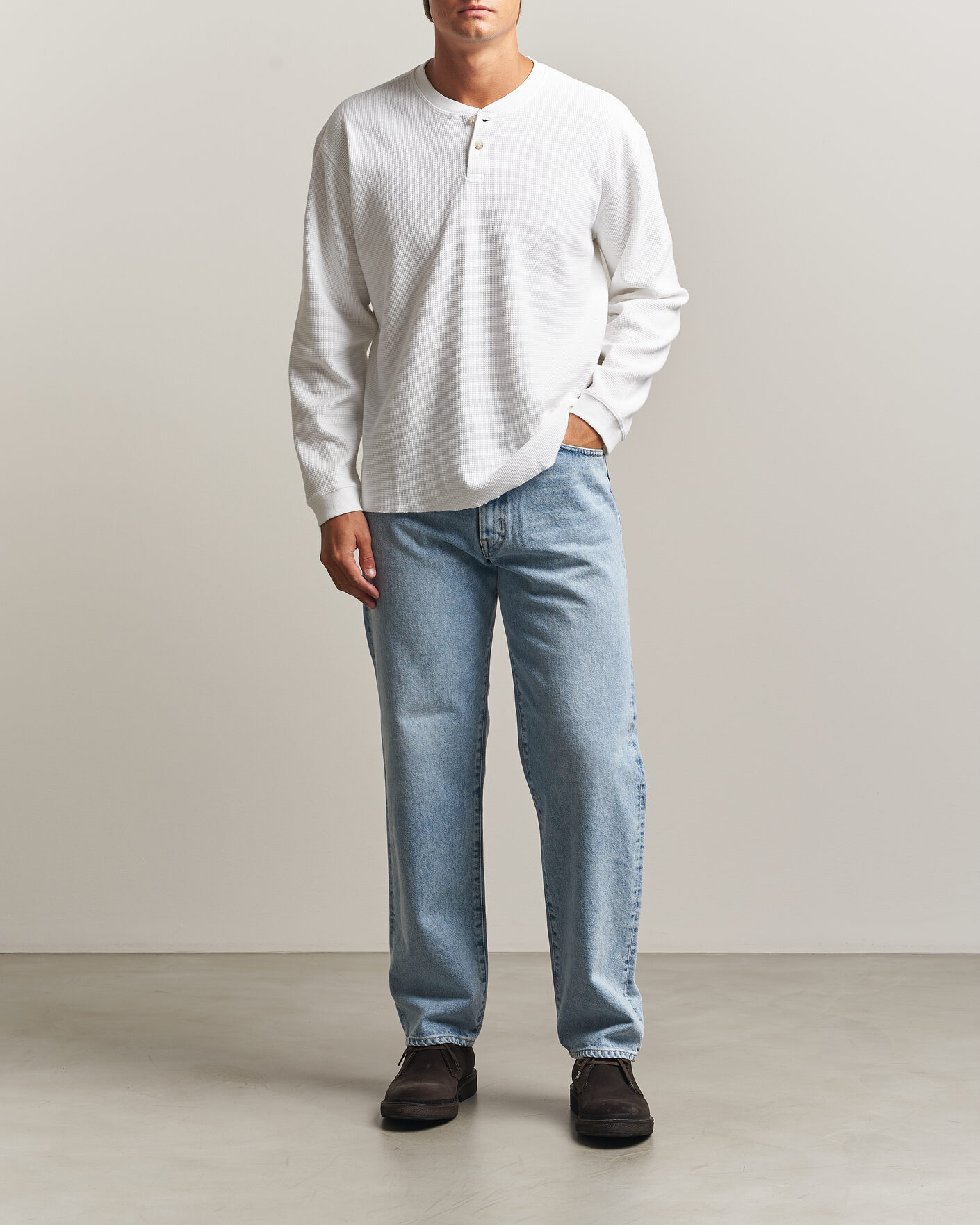 Heren | Truien | Levi's | Relaxed Henley Bright White