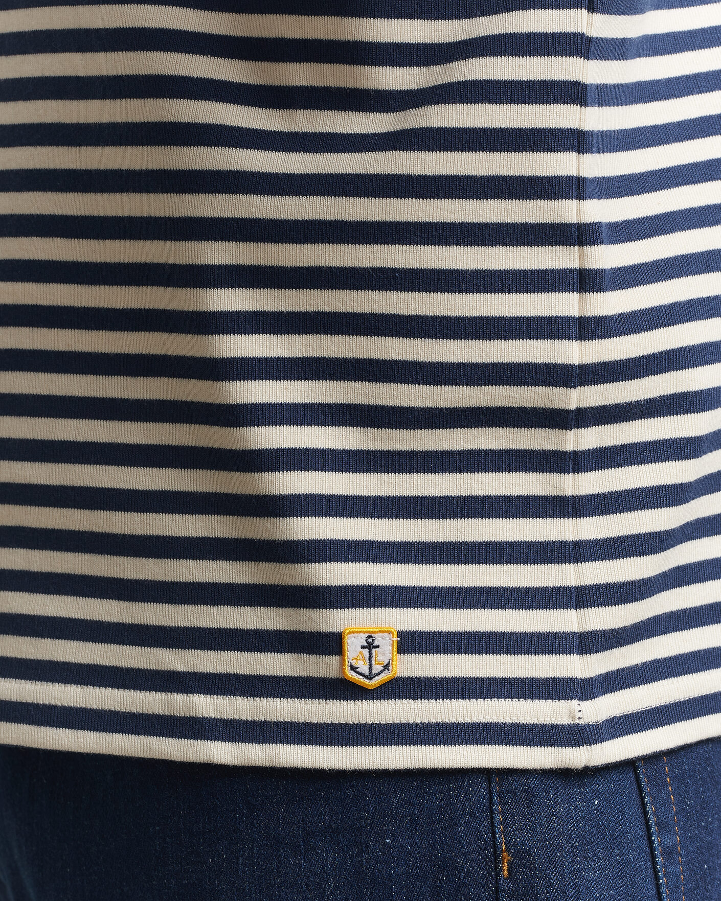 Heren | T-shirts | Armor-lux | Héritage Striped Long Sleeve T-Shirt Marine/Milk
