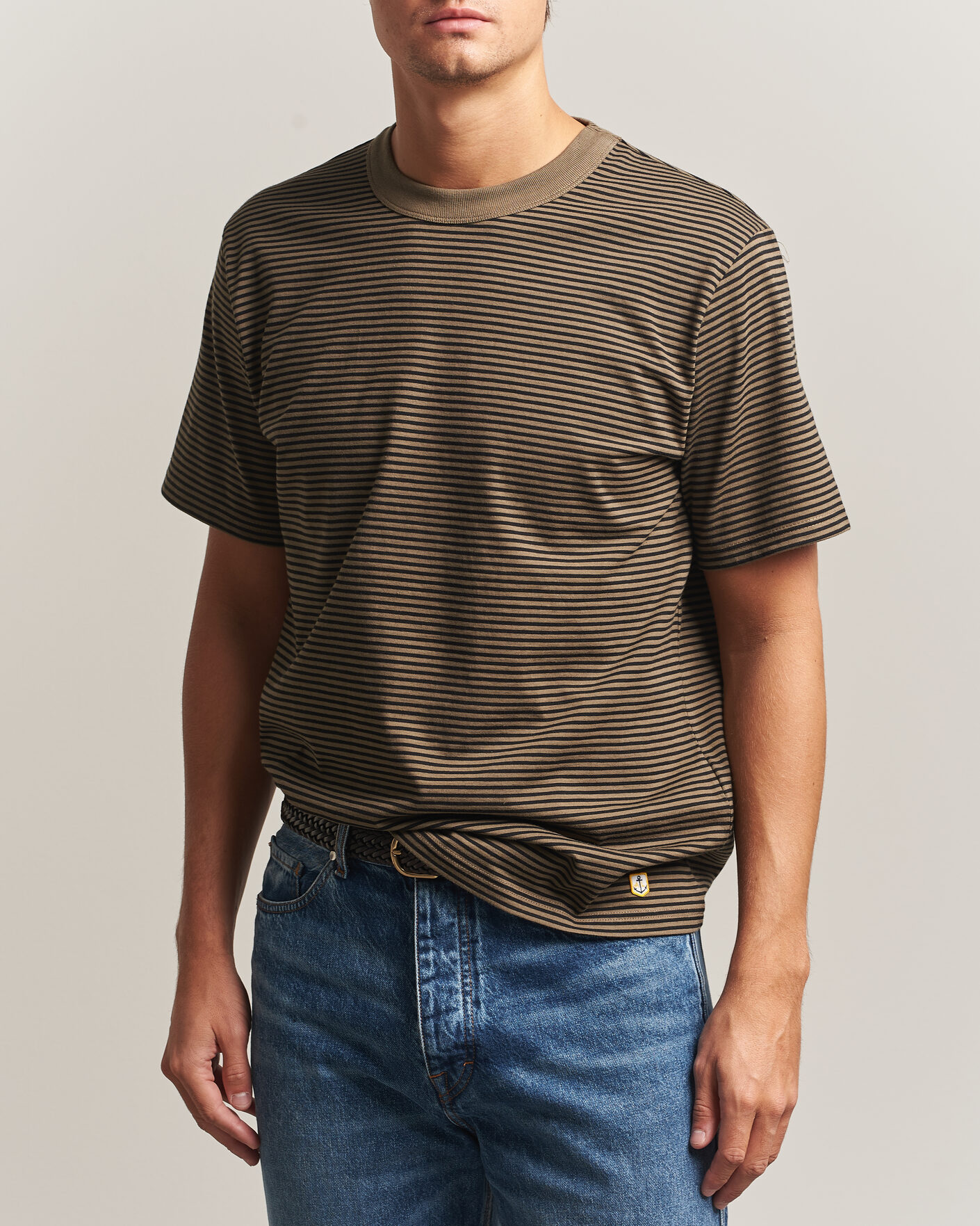 Heren | T-shirts | Armor-lux | Héritage Callac Striped T-Shirt Olive/Black