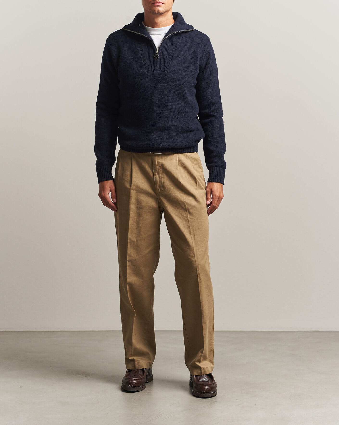 Heren | Truien | Armor-lux | Wool Knitted Half Zip Navy