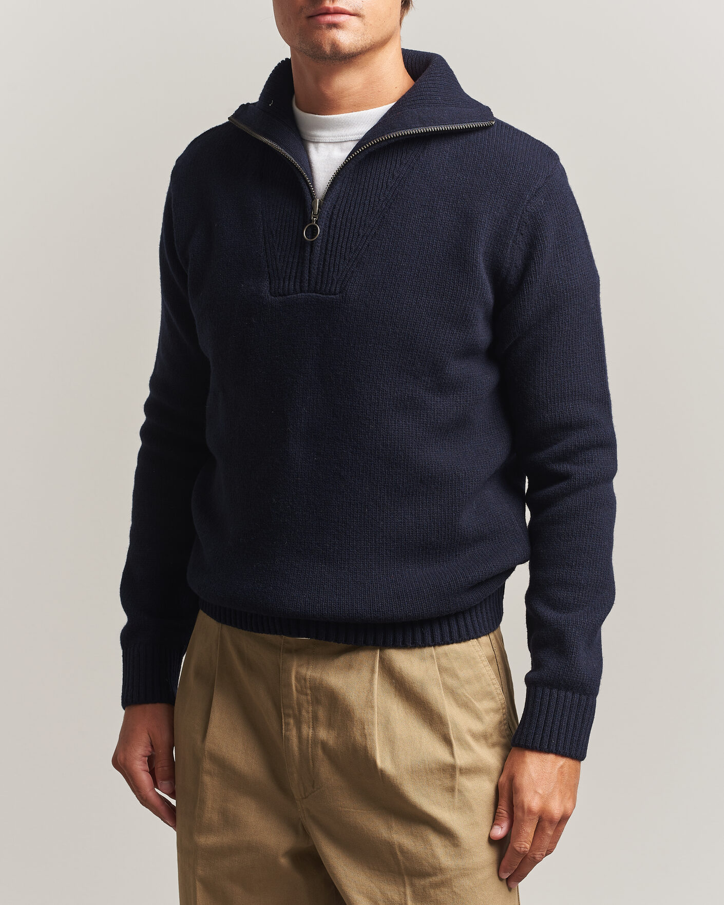 Heren | Truien | Armor-lux | Wool Knitted Half Zip Navy
