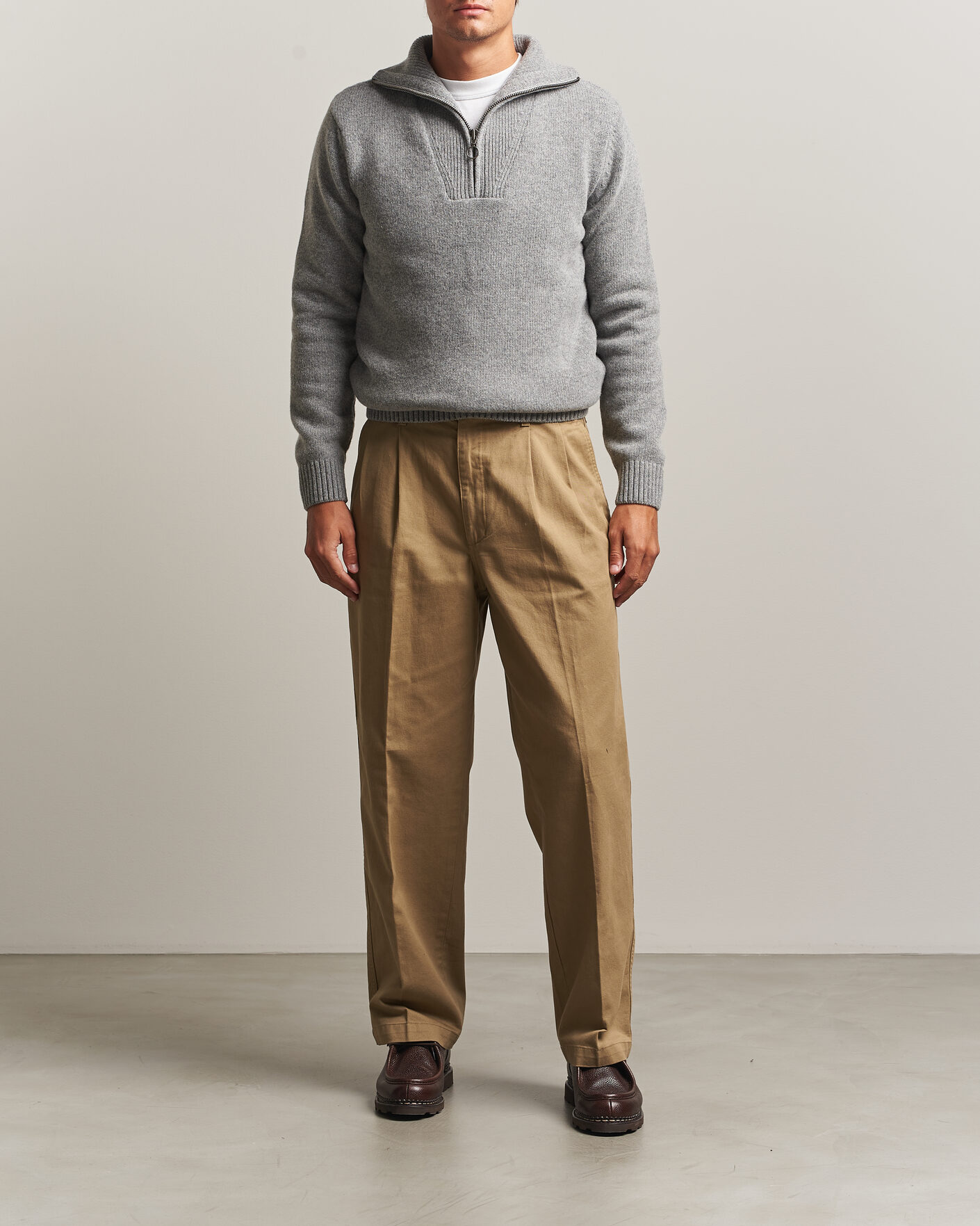 Heren | Truien | Armor-lux | Wool Knitted Half Zip Slate