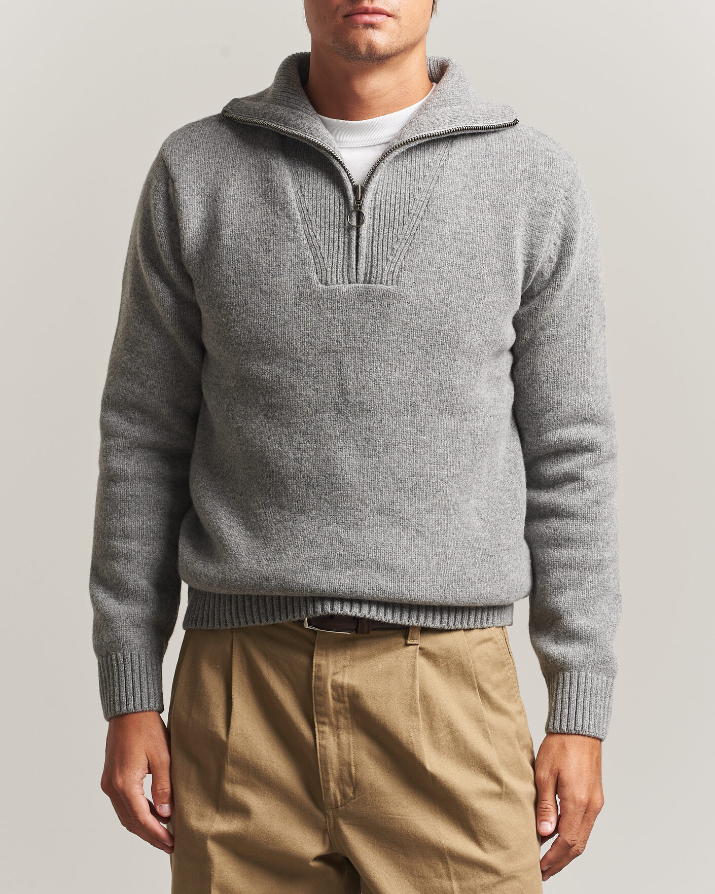 Heren | Truien | Armor-lux | Wool Knitted Half Zip Slate
