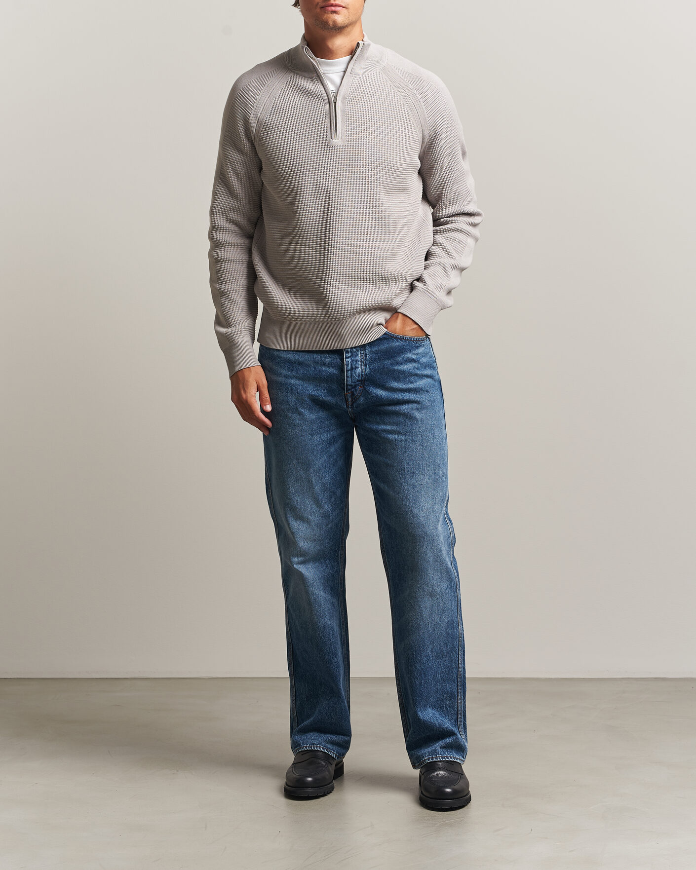 Heren | Truien | Belstaff | Bradwell Cotton Knitted Quarter Zip Concrete