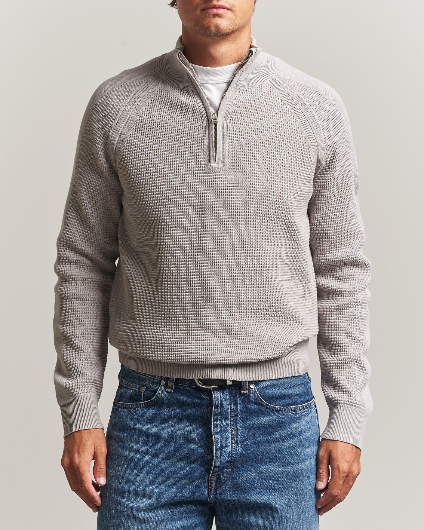 Heren | Truien | Belstaff | Bradwell Cotton Knitted Quarter Zip Concrete