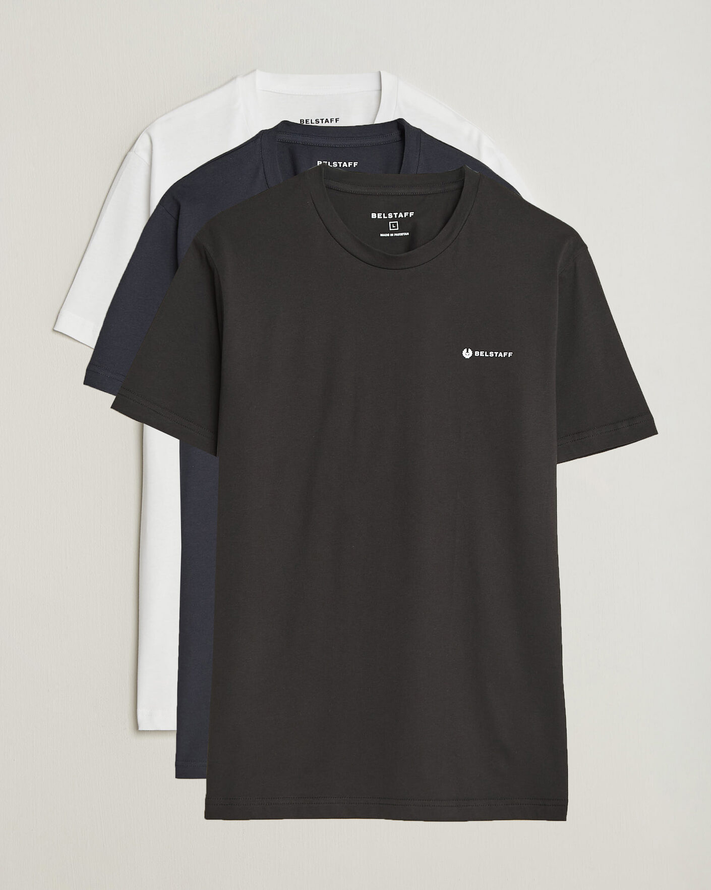 Heren | T-shirts | Belstaff | 3-Pack Crew Neck T-Shirt Black/Dark Ink/White