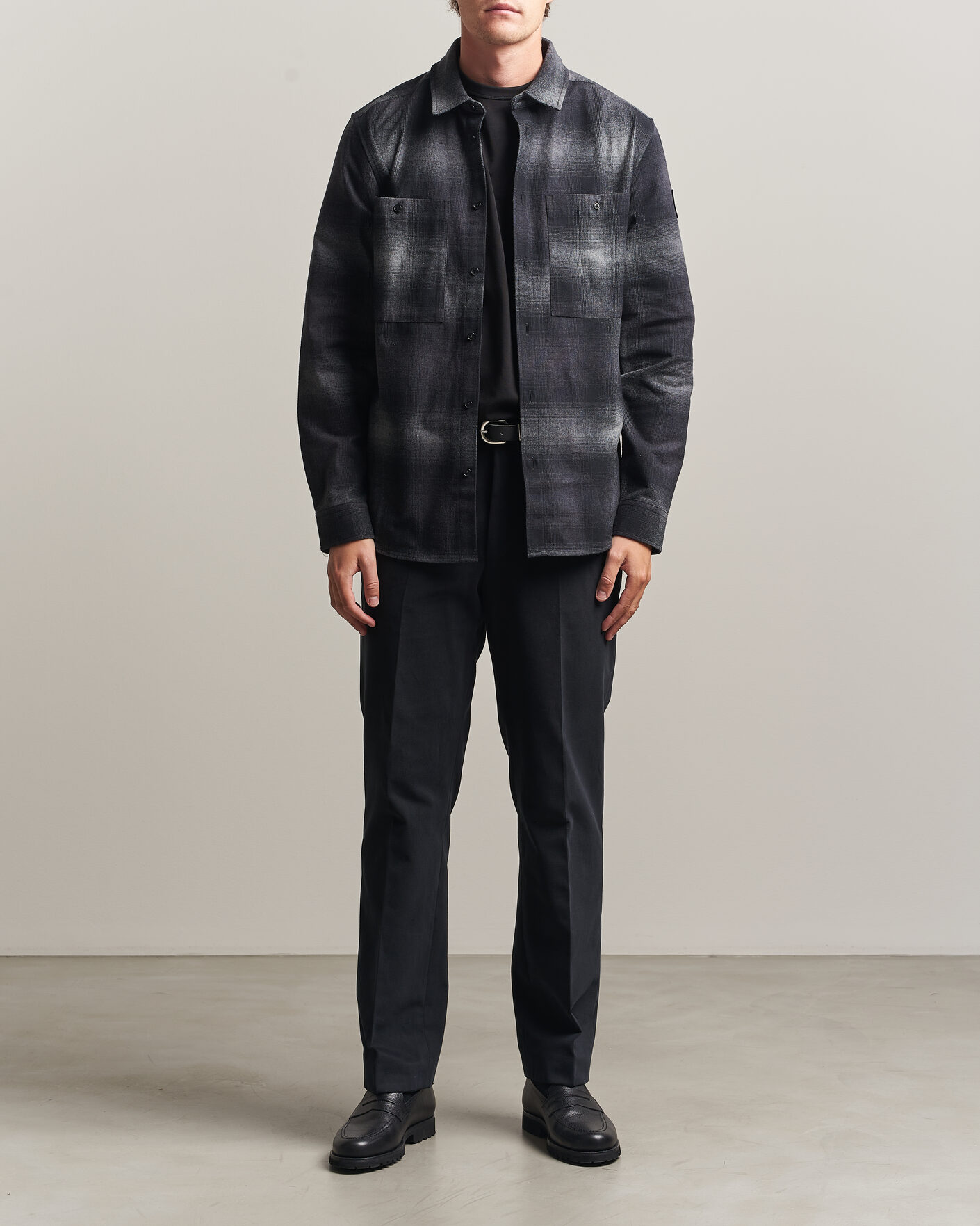 Heren | Overhemden | Belstaff | Outpost Cotton Flannel Checked Overshirt Black