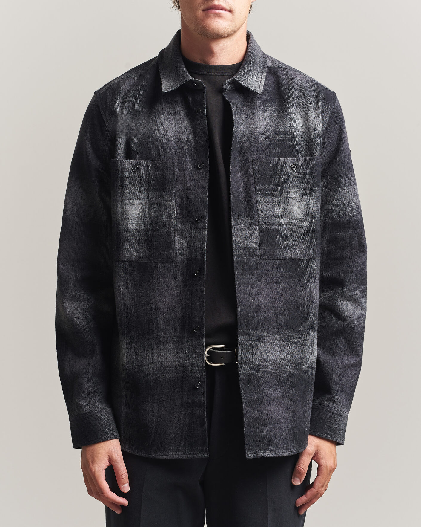Heren | Overhemden | Belstaff | Outpost Cotton Flannel Checked Overshirt Black
