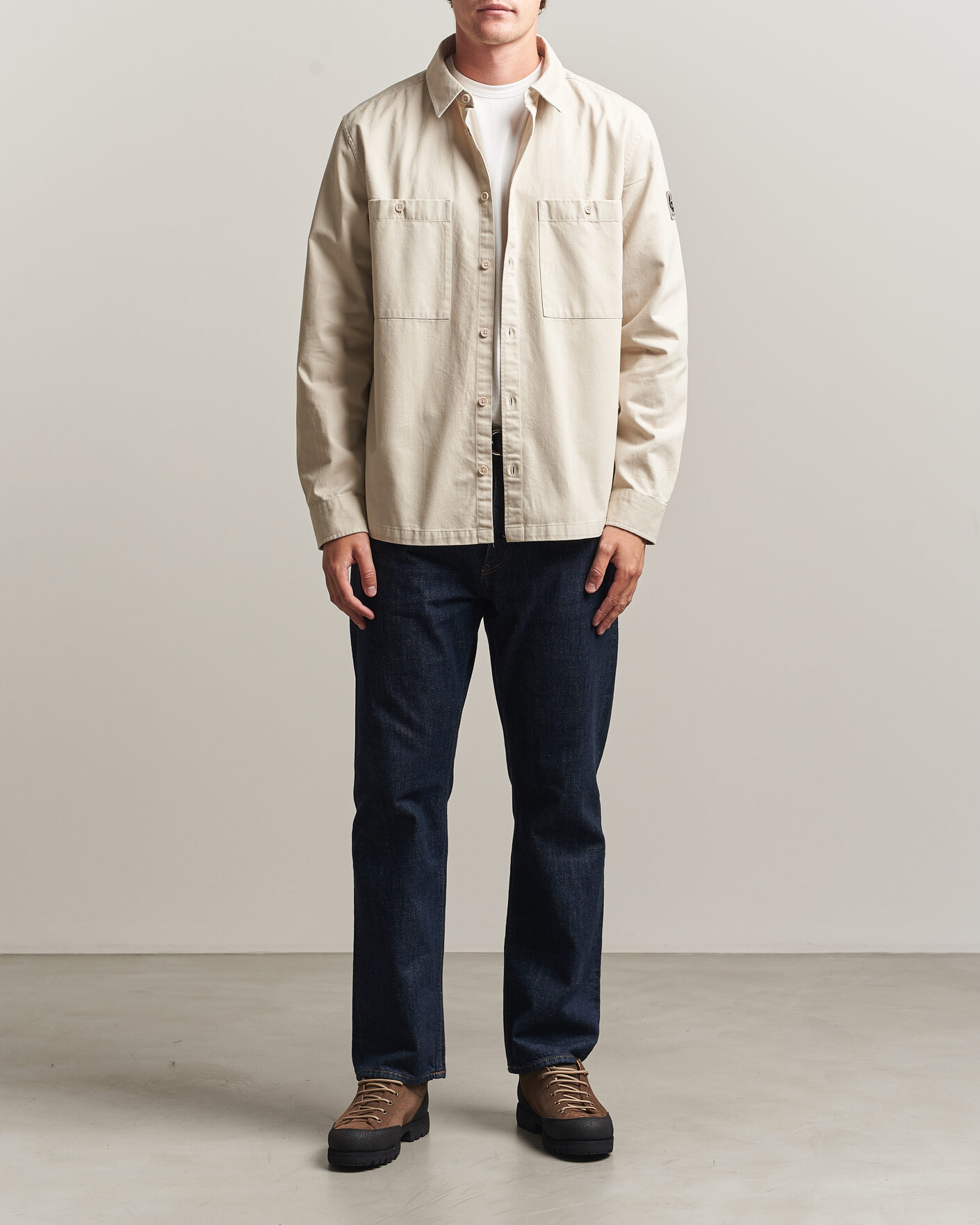 Heren | Overhemden | Belstaff | Outpost Cotton Herringbone Overshirt Pale Stone