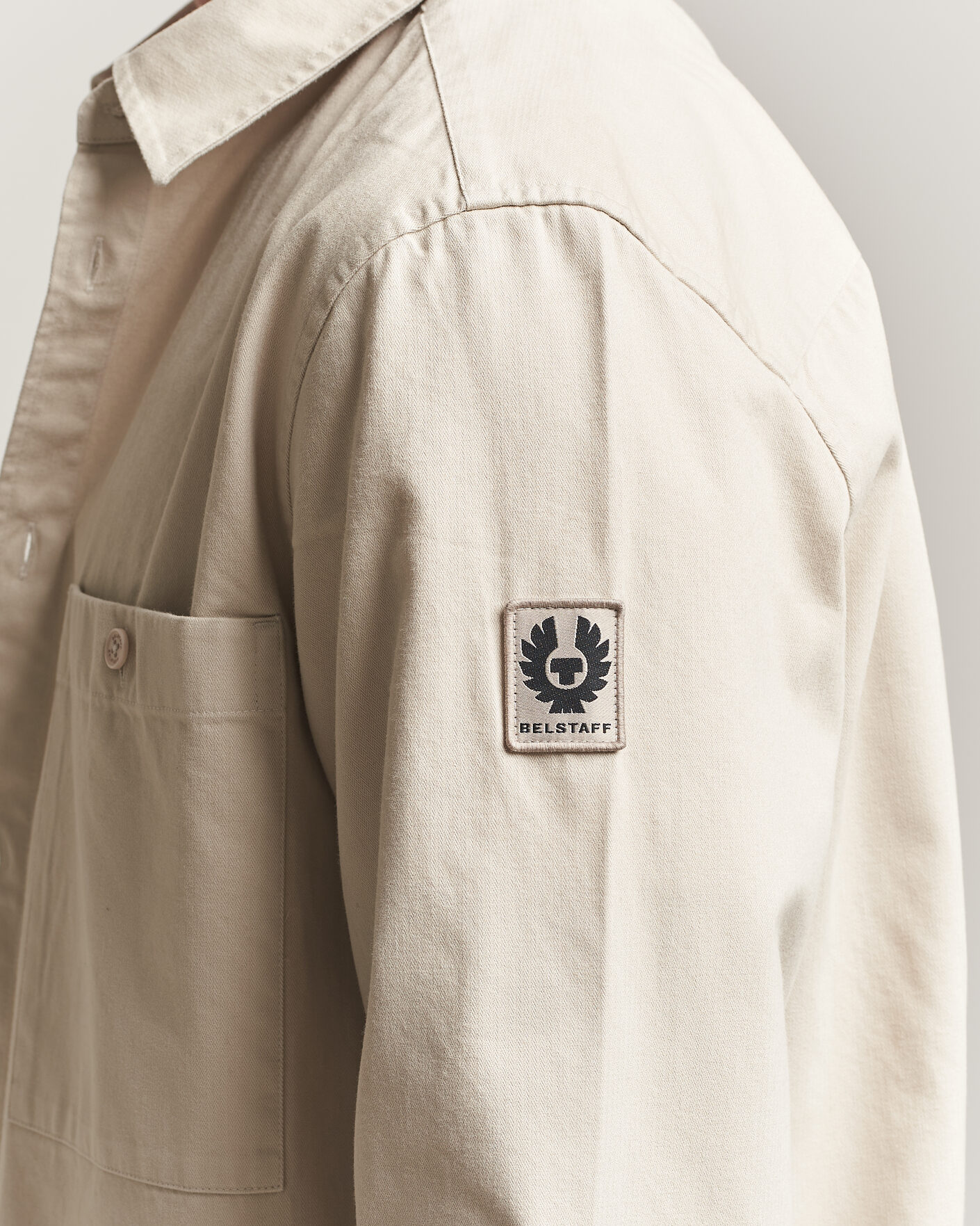 Heren | Overhemden | Belstaff | Outpost Cotton Herringbone Overshirt Pale Stone