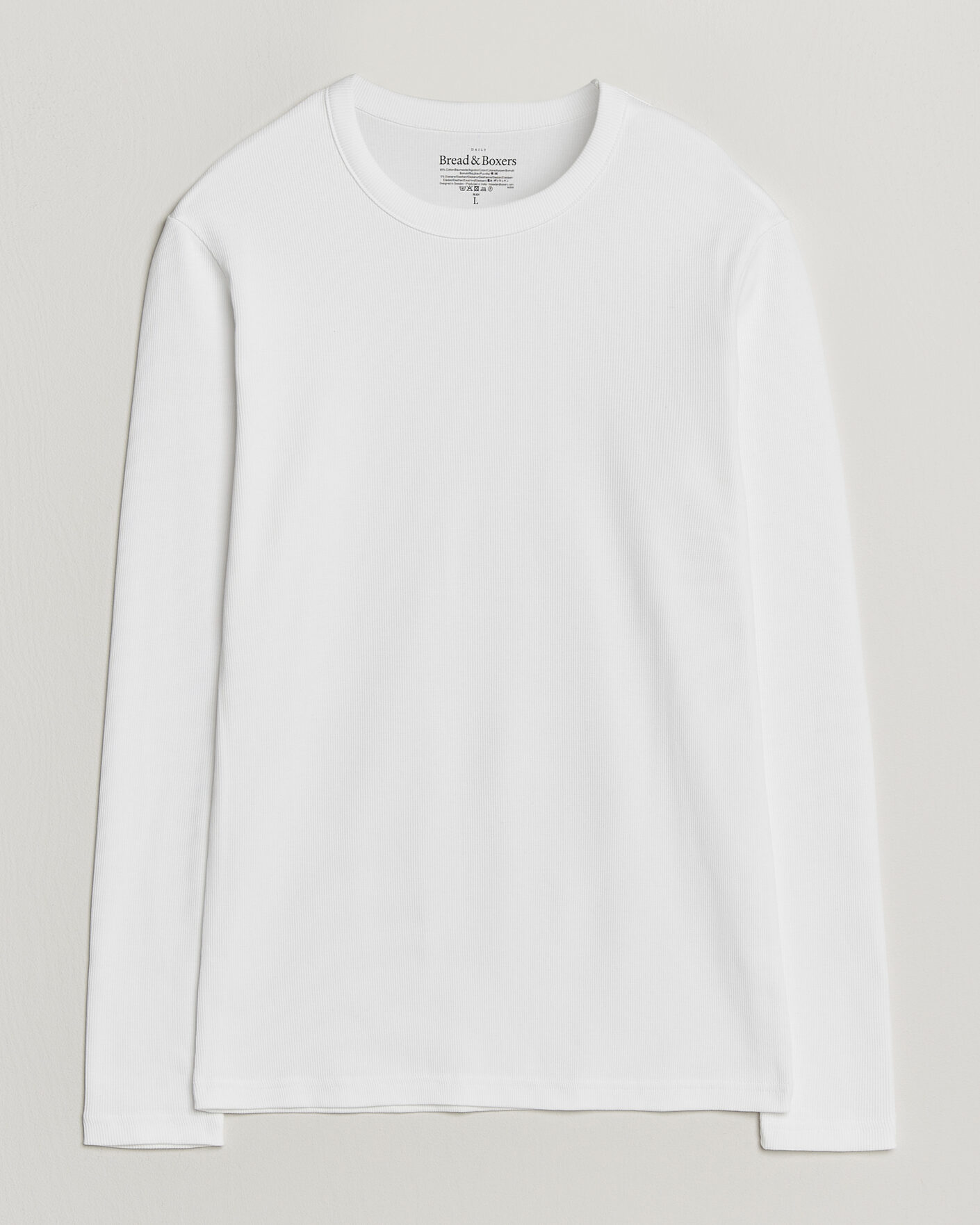 Heren | T-shirts | Bread & Boxers | Ribbed Long Sleeve T-Shirt White