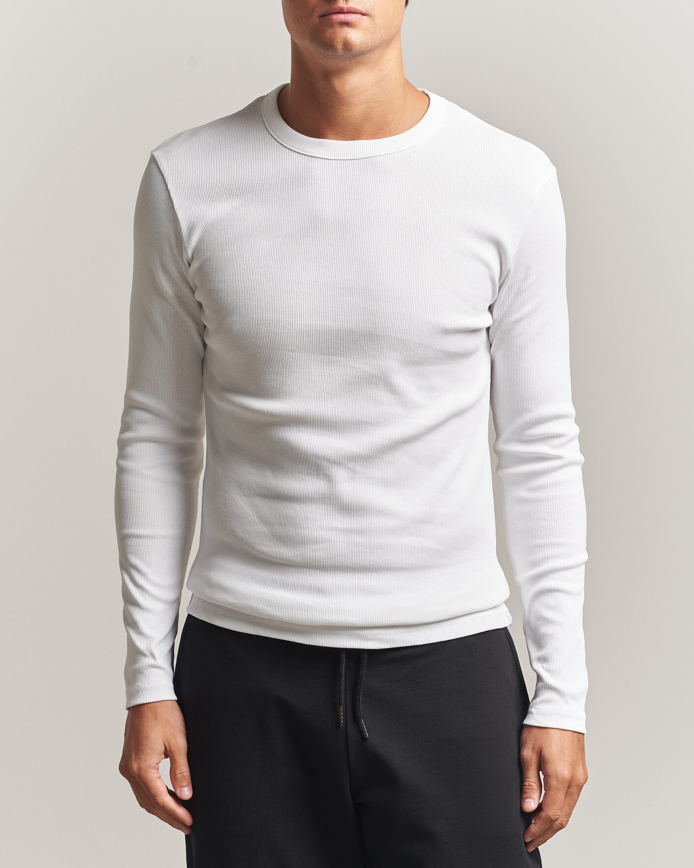 Heren | T-shirts | Bread & Boxers | Ribbed Long Sleeve T-Shirt White