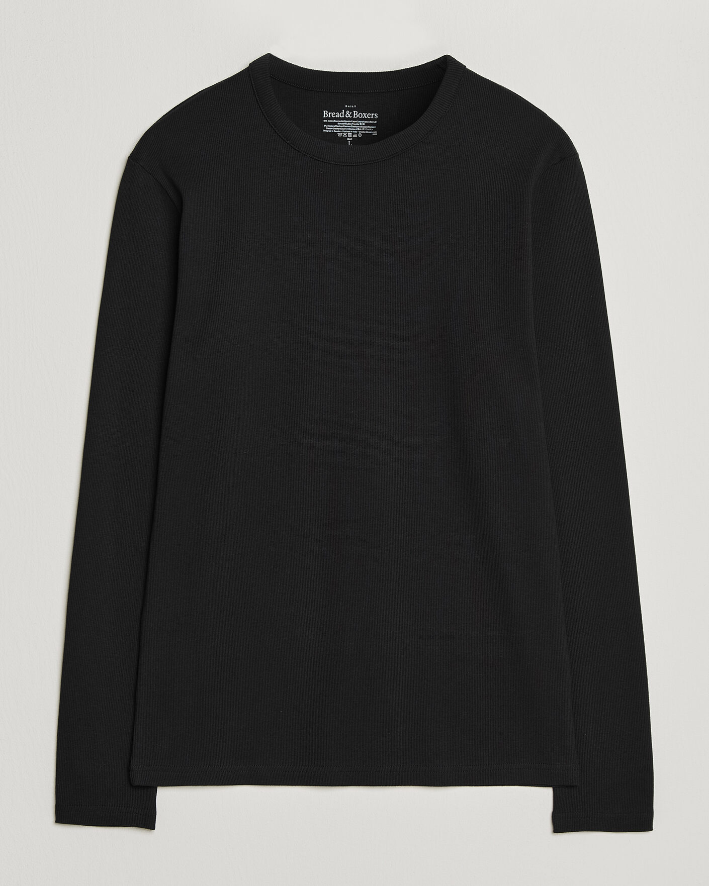 Heren | T-shirts | Bread & Boxers | Ribbed Long Sleeve T-Shirt Black