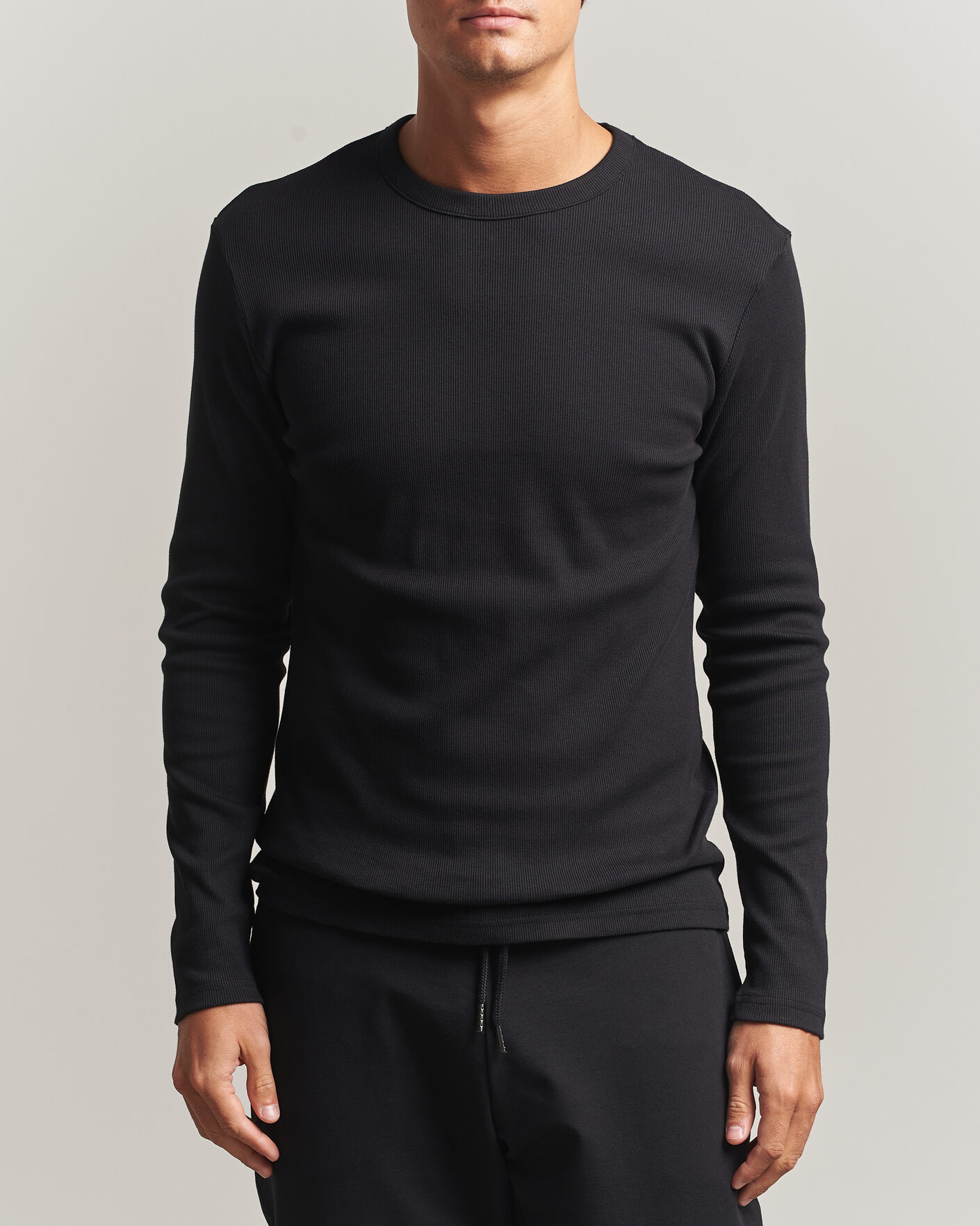 Heren | T-shirts | Bread & Boxers | Ribbed Long Sleeve T-Shirt Black