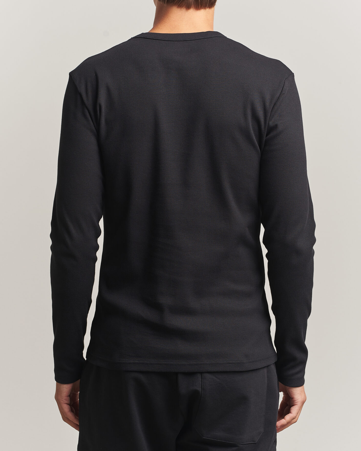 Heren | T-shirts | Bread & Boxers | Ribbed Long Sleeve T-Shirt Black