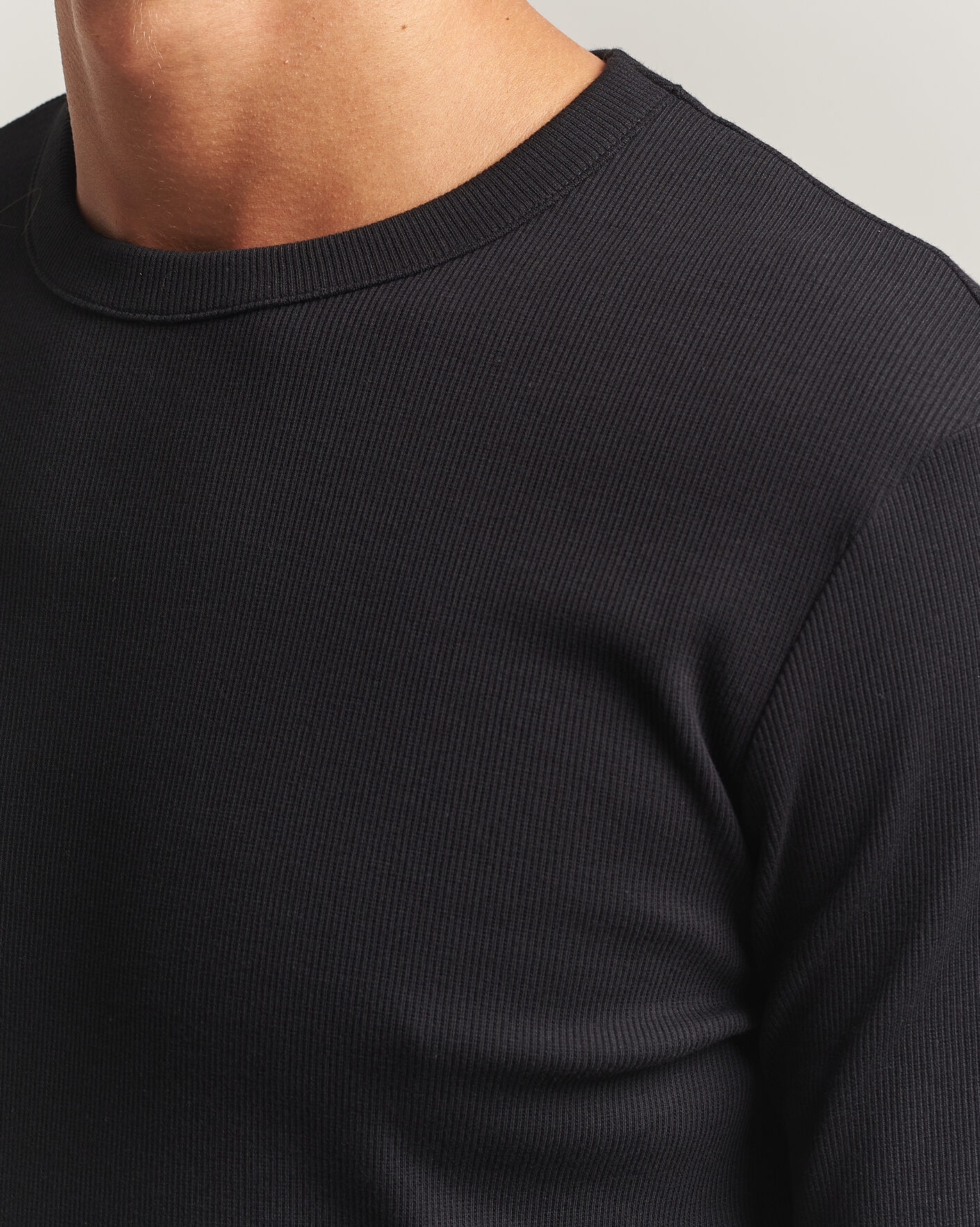 Heren | T-shirts | Bread & Boxers | Ribbed Long Sleeve T-Shirt Black