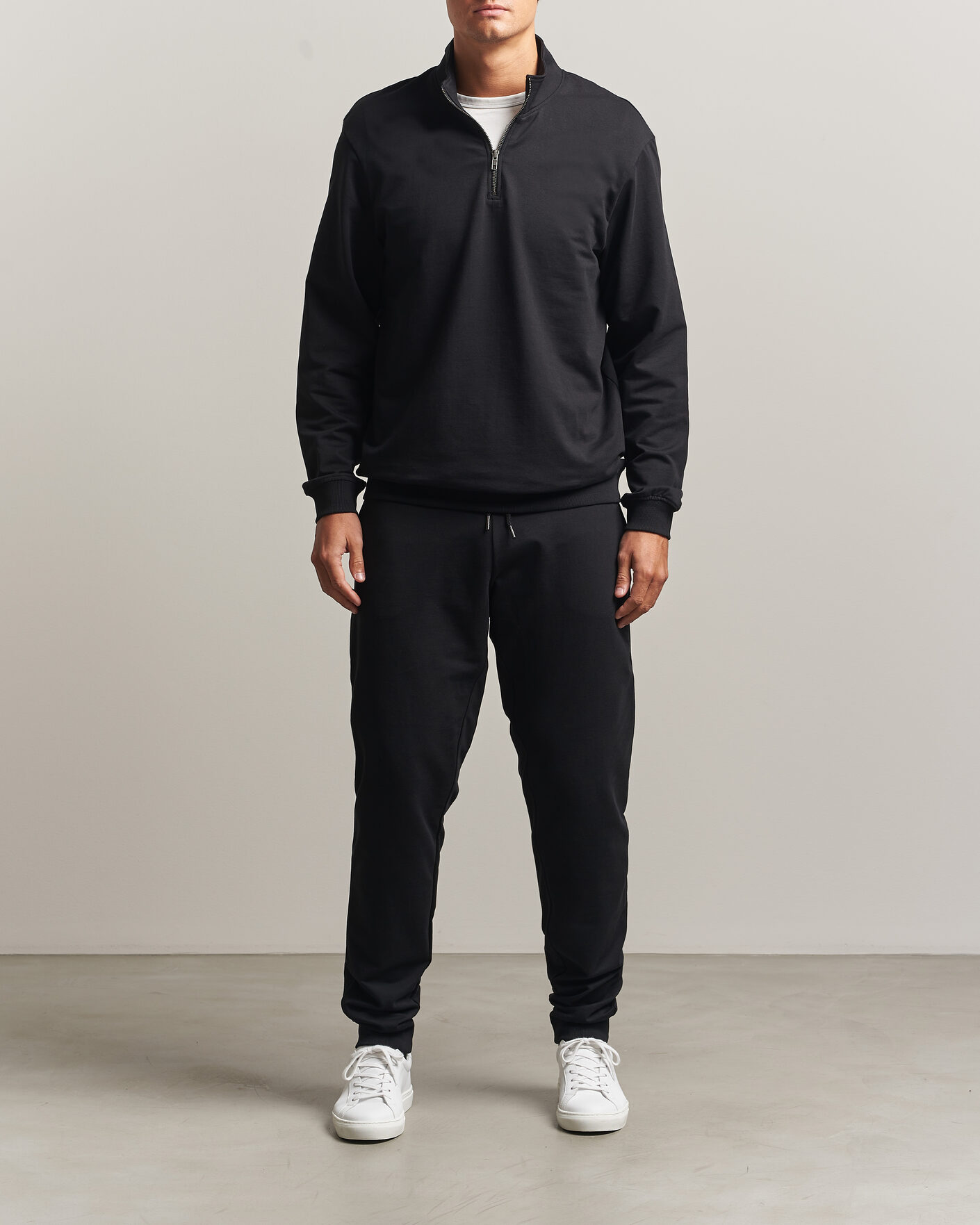 Heren | Truien | Bread & Boxers | Loungewear Half Zip Black