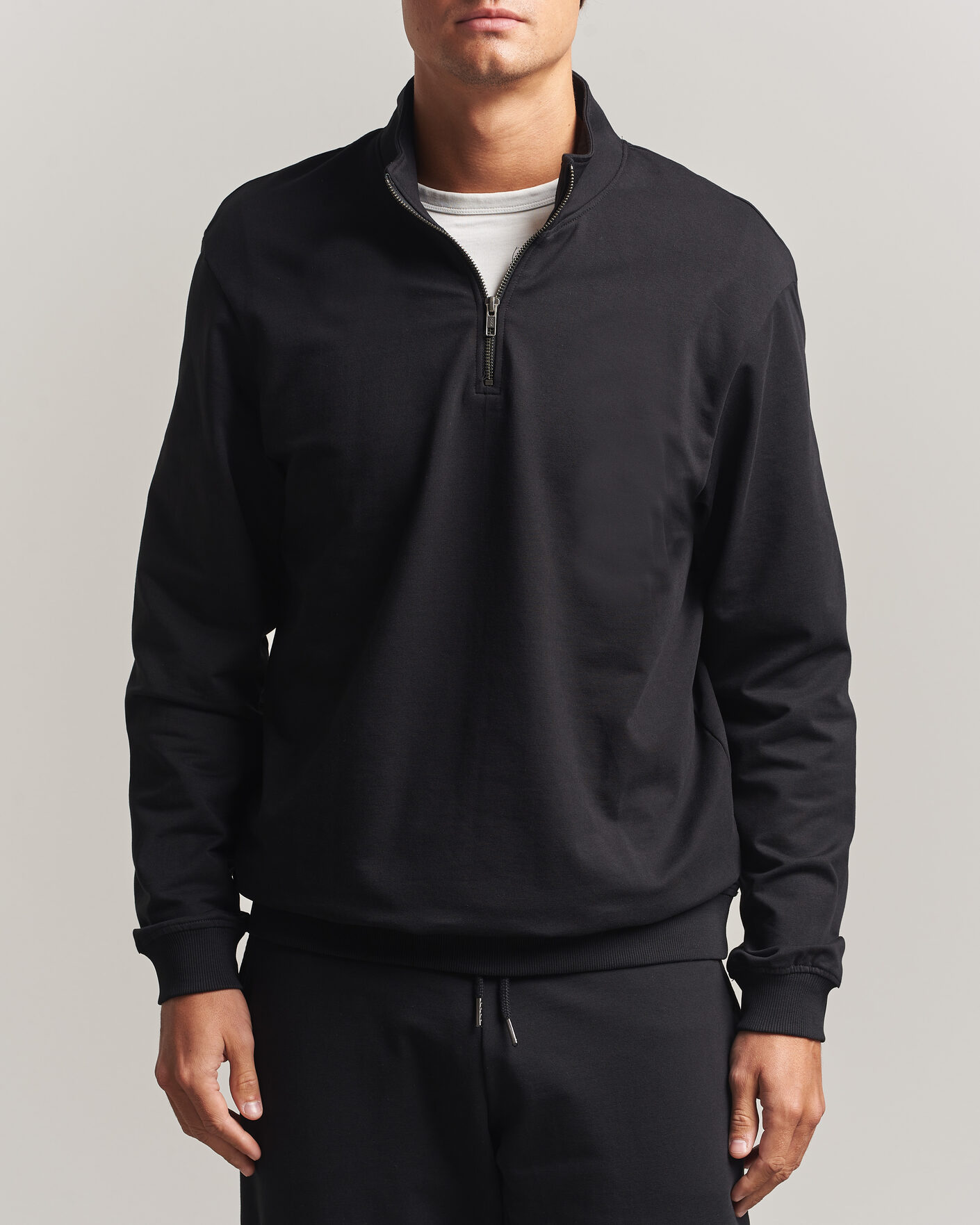 Heren | Truien | Bread & Boxers | Loungewear Half Zip Black