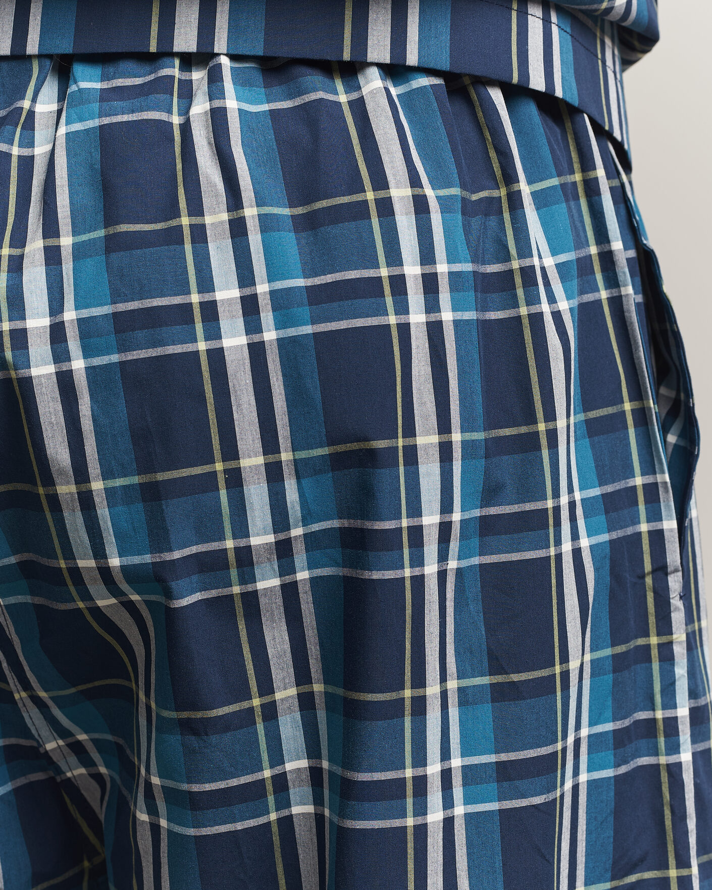 Heren | Pyjama's en gewaden | Derek Rose | Piped Checked Cotton Pyjama Set Navy