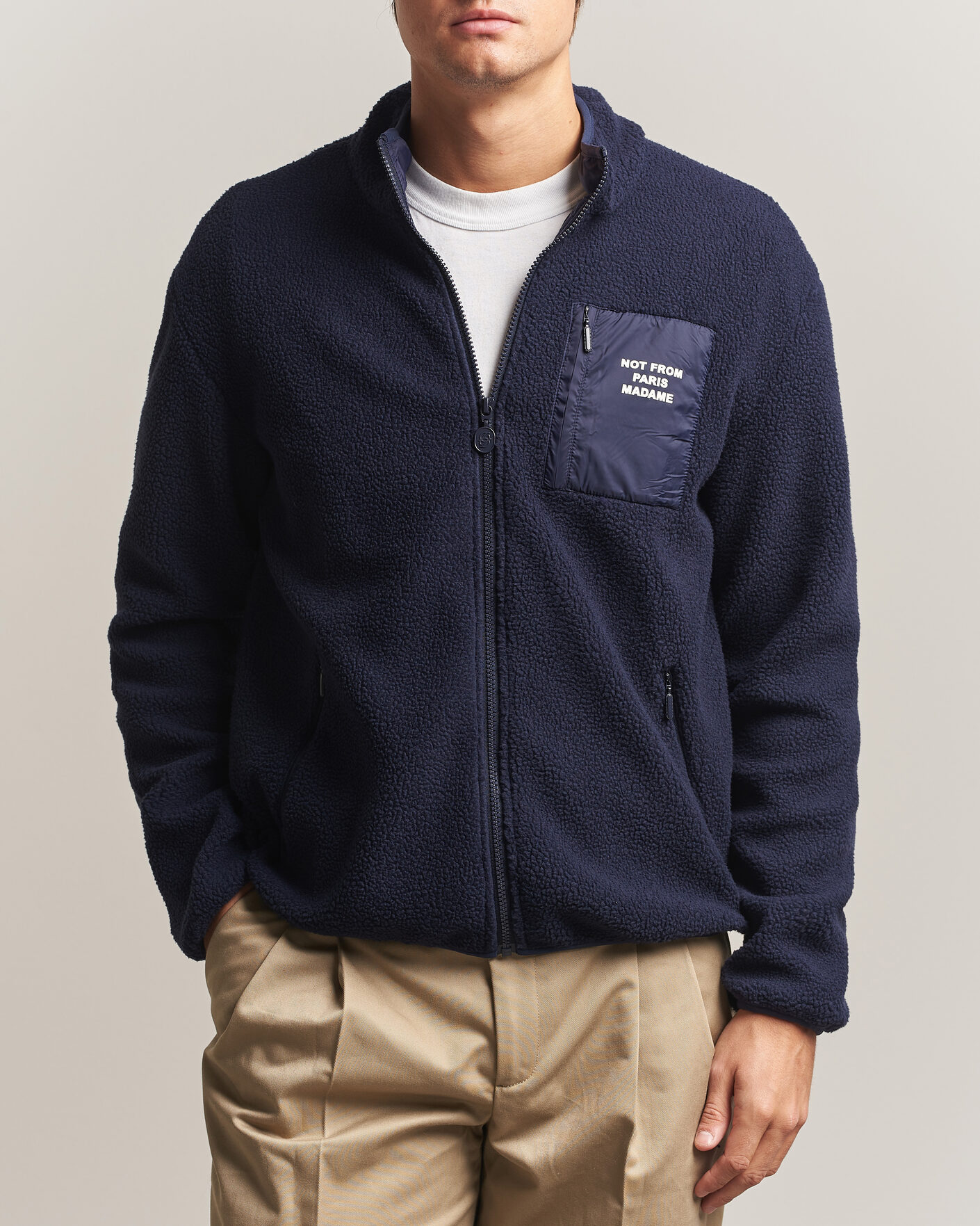 Heren | Truien | Drôle de Monsieur | Slogan Sherpa Jacket Navy
