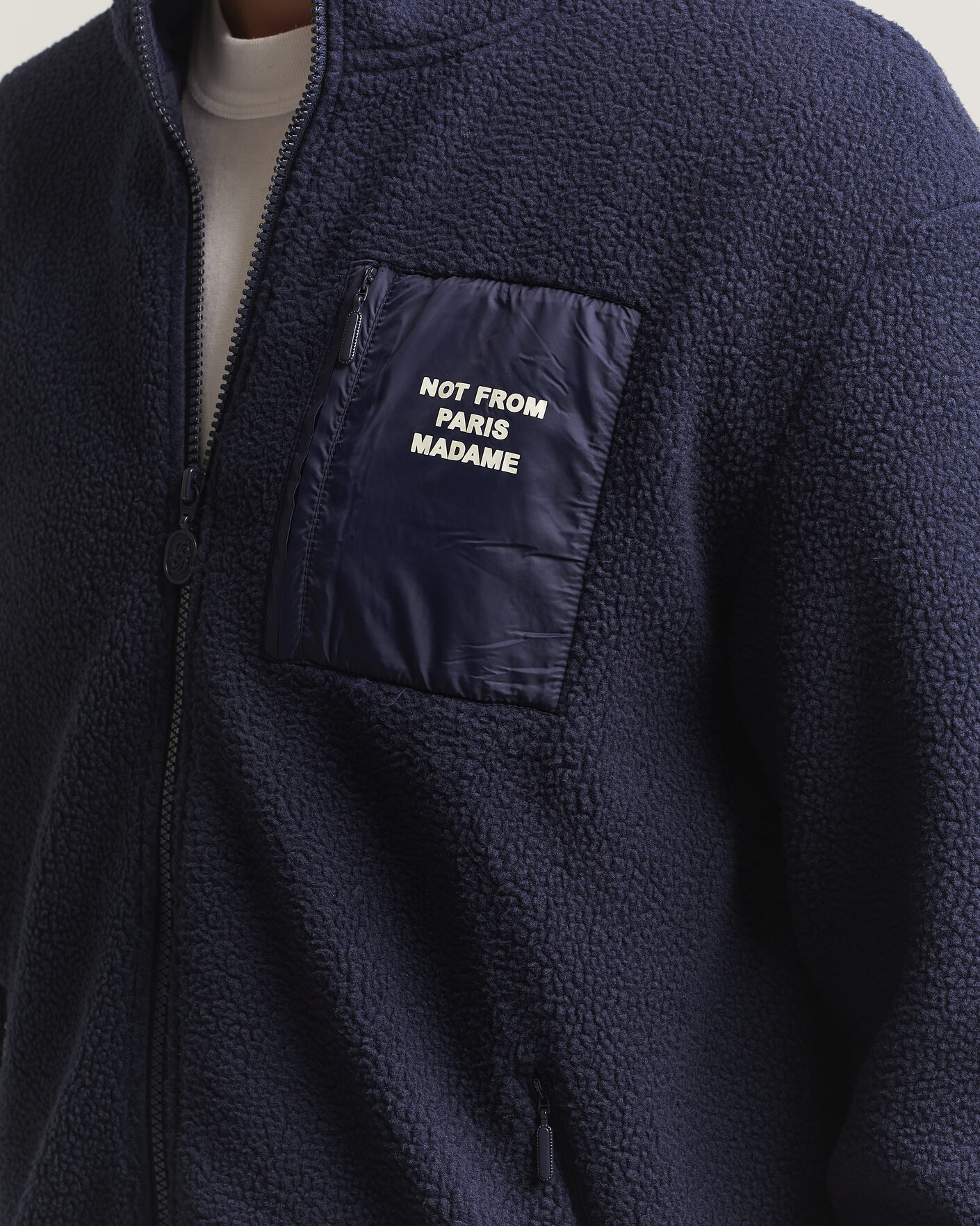 Heren | Truien | Drôle de Monsieur | Slogan Sherpa Jacket Navy