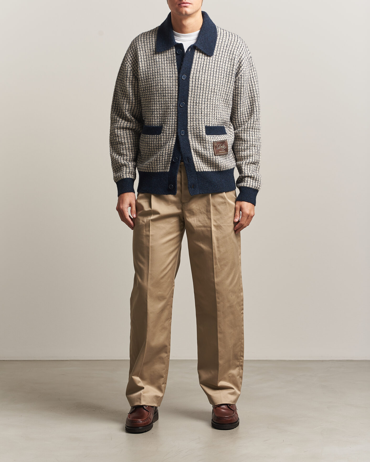 Heren | Truien | Drôle de Monsieur | Waffle Knitted Cardigan Navy