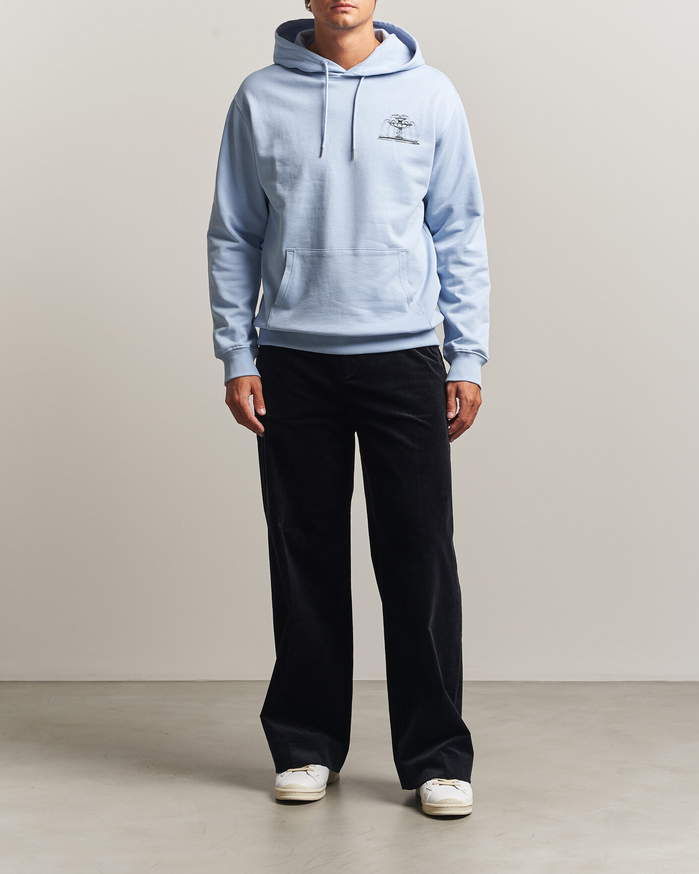 Heren | Truien | Drôle de Monsieur | Fountain Printed Hoodie Light Blue