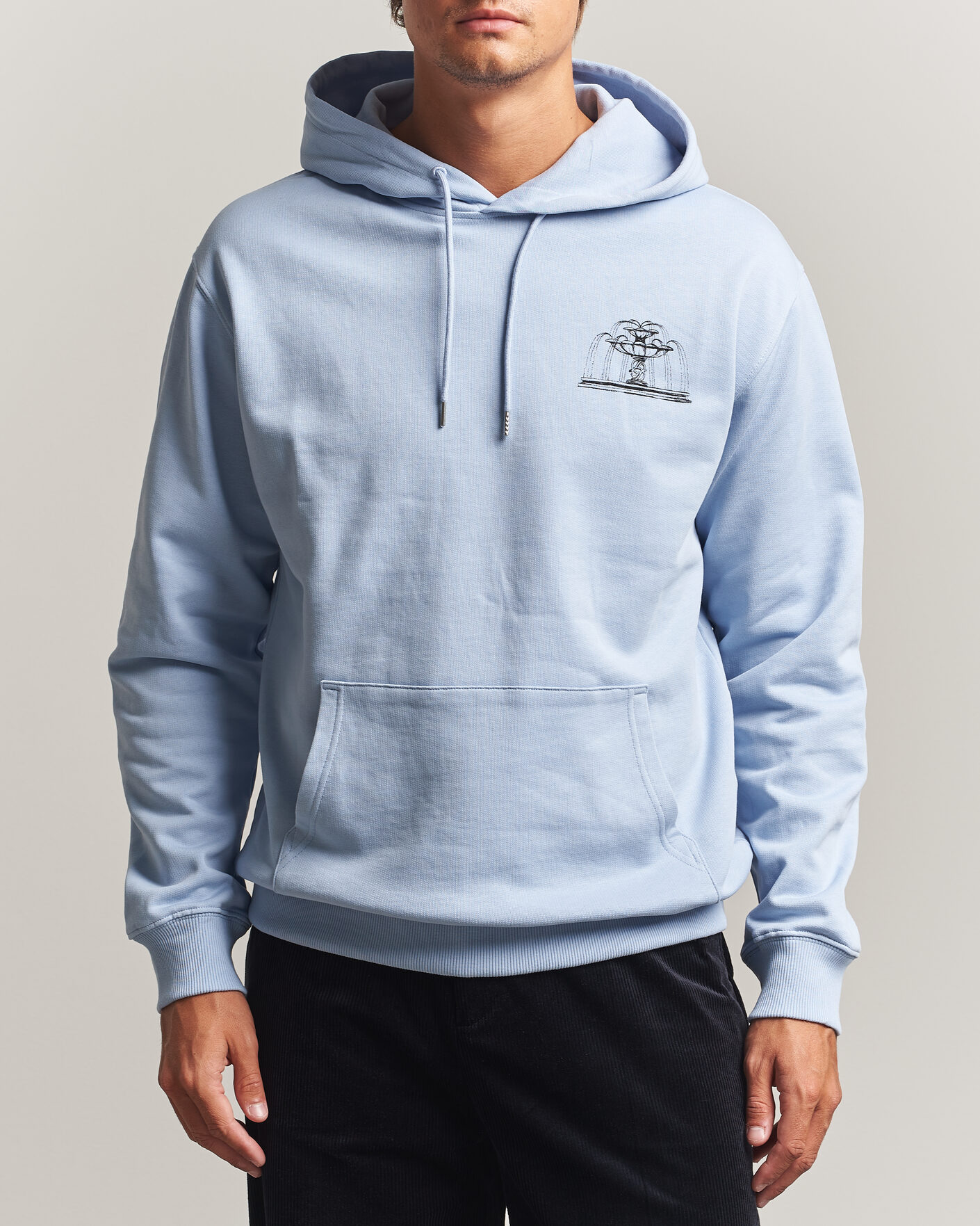 Heren | Truien | Drôle de Monsieur | Fountain Printed Hoodie Light Blue