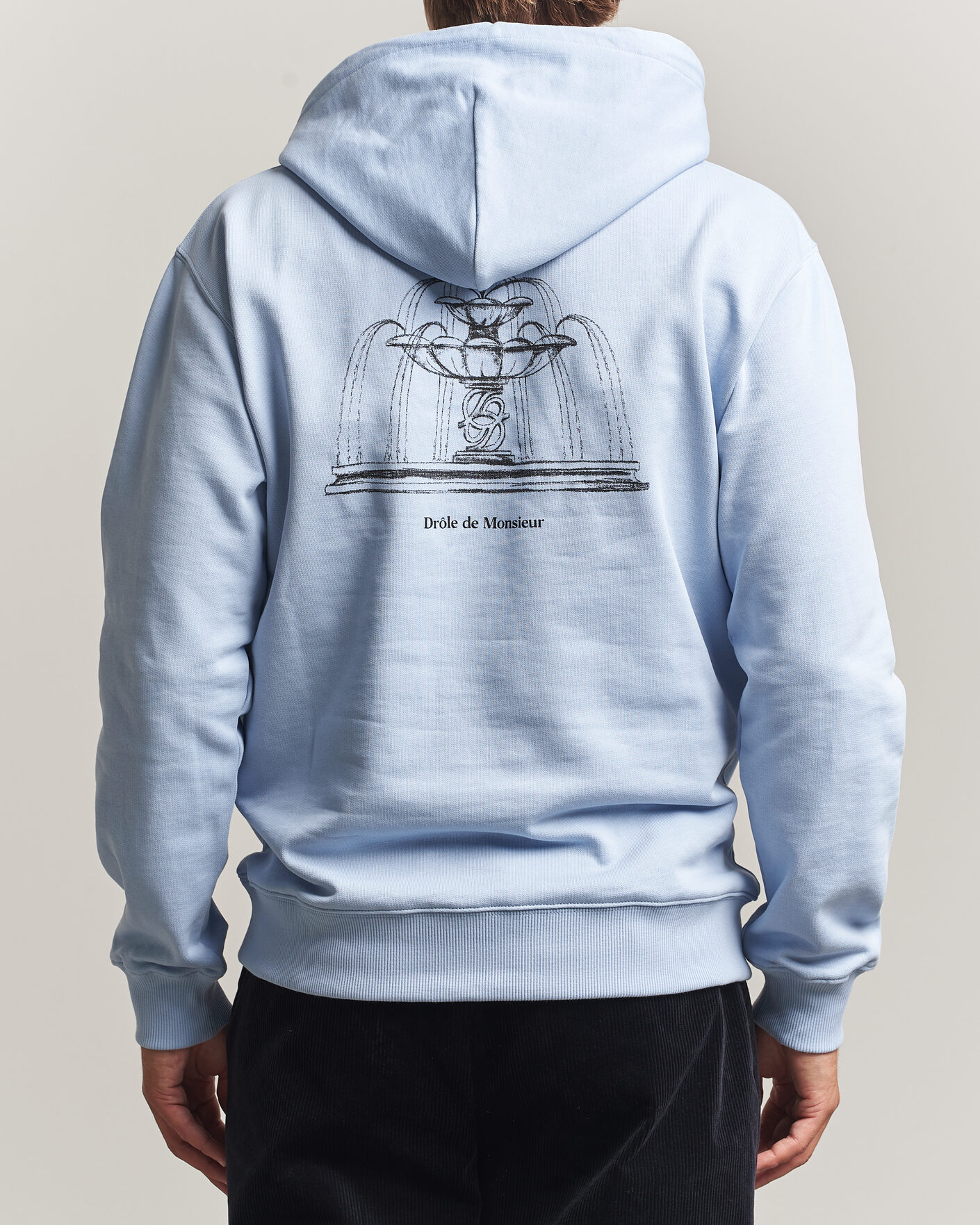 Heren | Truien | Drôle de Monsieur | Fountain Printed Hoodie Light Blue