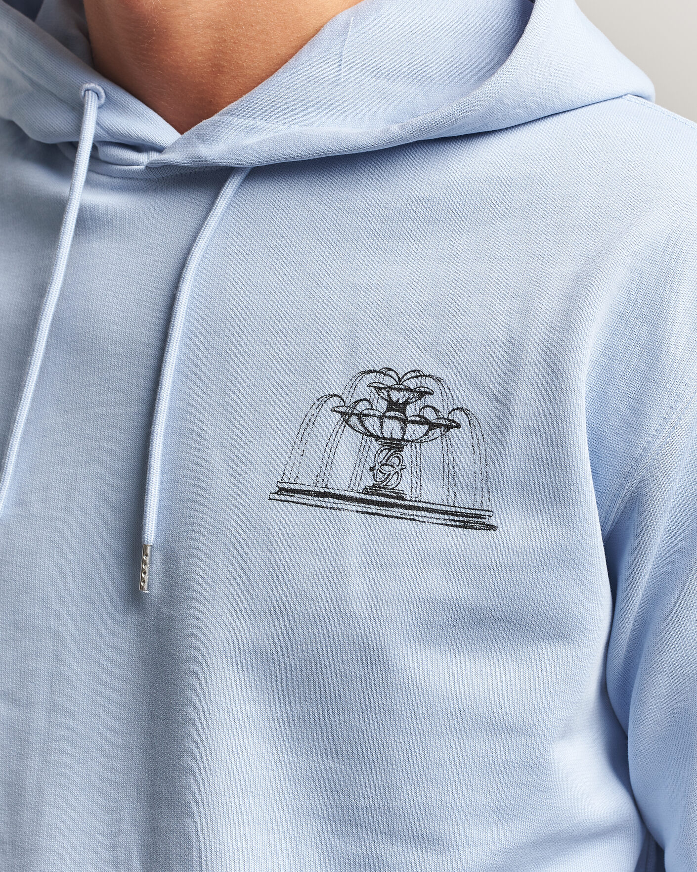 Heren | Truien | Drôle de Monsieur | Fountain Printed Hoodie Light Blue
