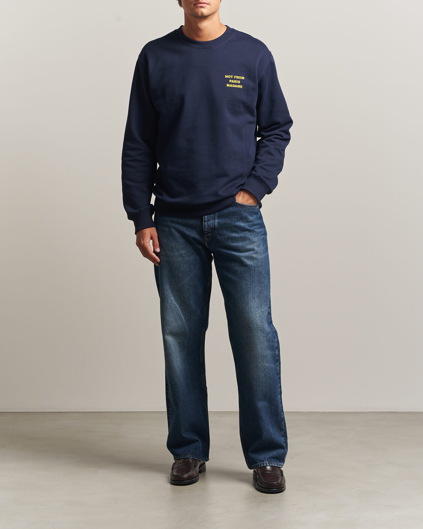 Heren | Truien | Drôle de Monsieur | Bold Slogan Sweatshirt Navy