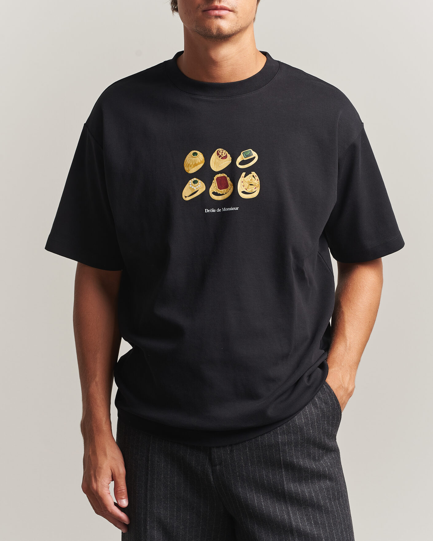 Heren | T-shirts | Drôle de Monsieur | Rings T-Shirt Black